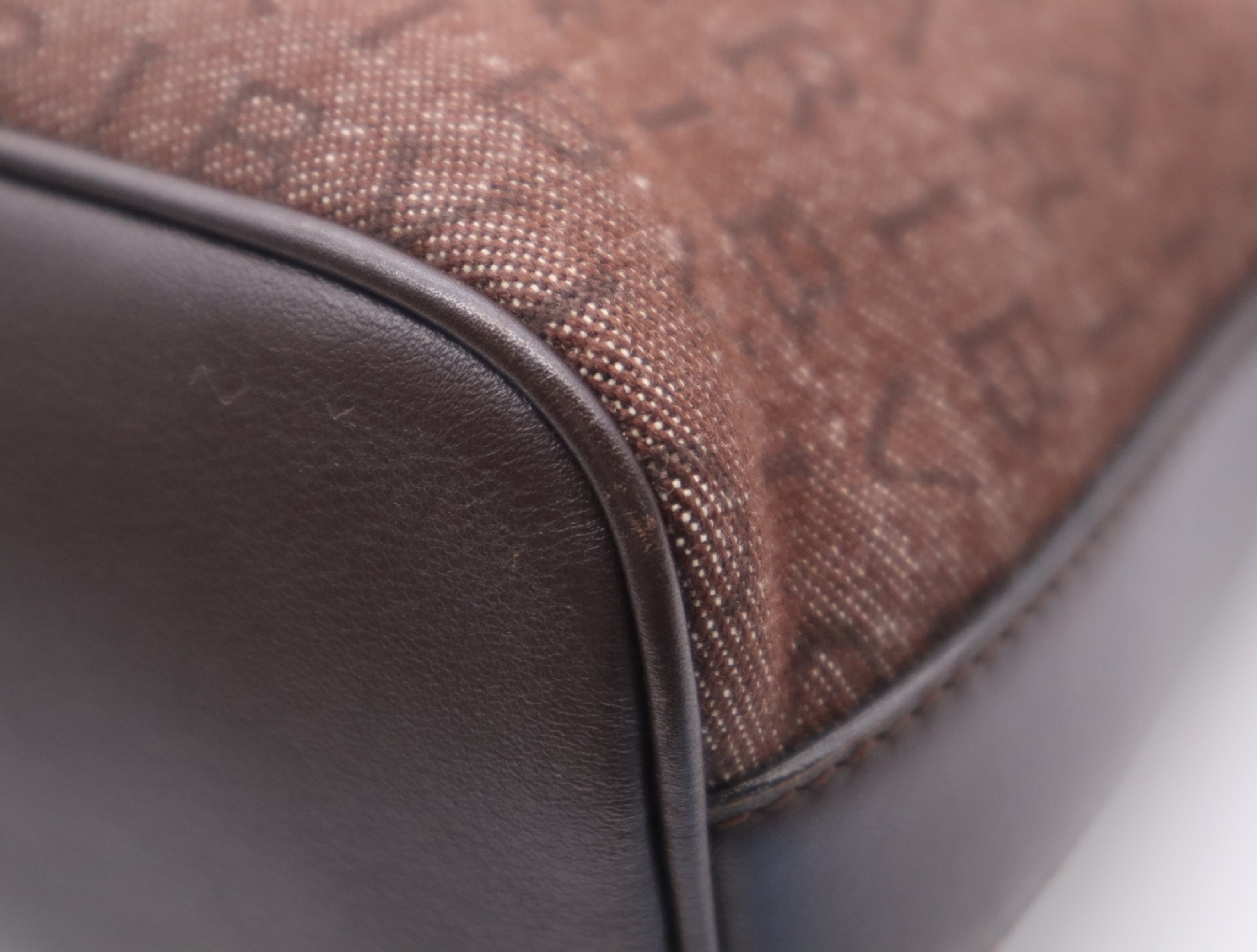 Canvas/Leather Logo Mania One-Shoulder Bag, Brown, Gold Hardware, Shoulder Bag — view 7