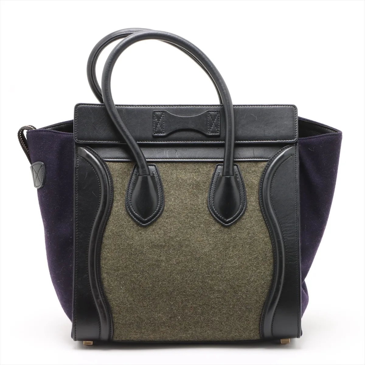 Luggage Micro Shopper Leather x Felt Handbag Black x Green — view 2