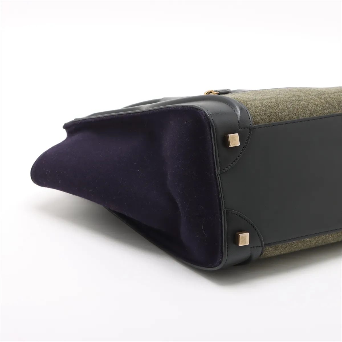 Luggage Micro Shopper Leather x Felt Handbag Black x Green — view 4