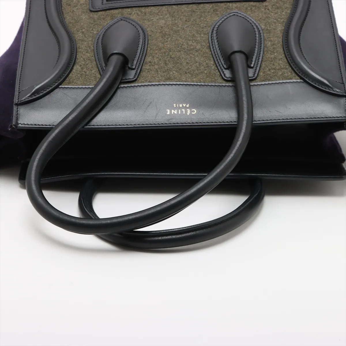 Luggage Micro Shopper Leather x Felt Handbag Black x Green — view 5