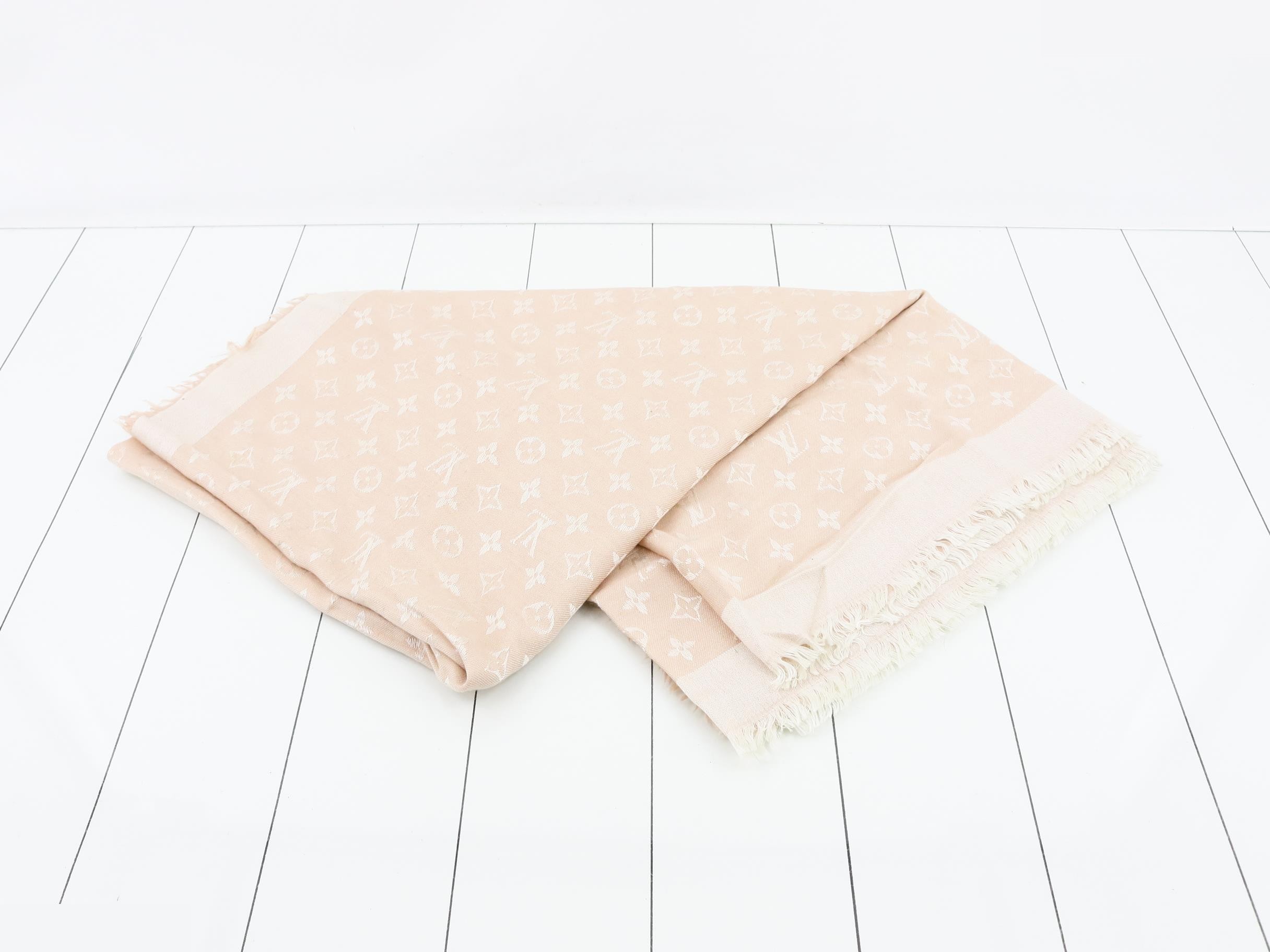 Monogram Shawl Stole, Silk, Wool — view 3