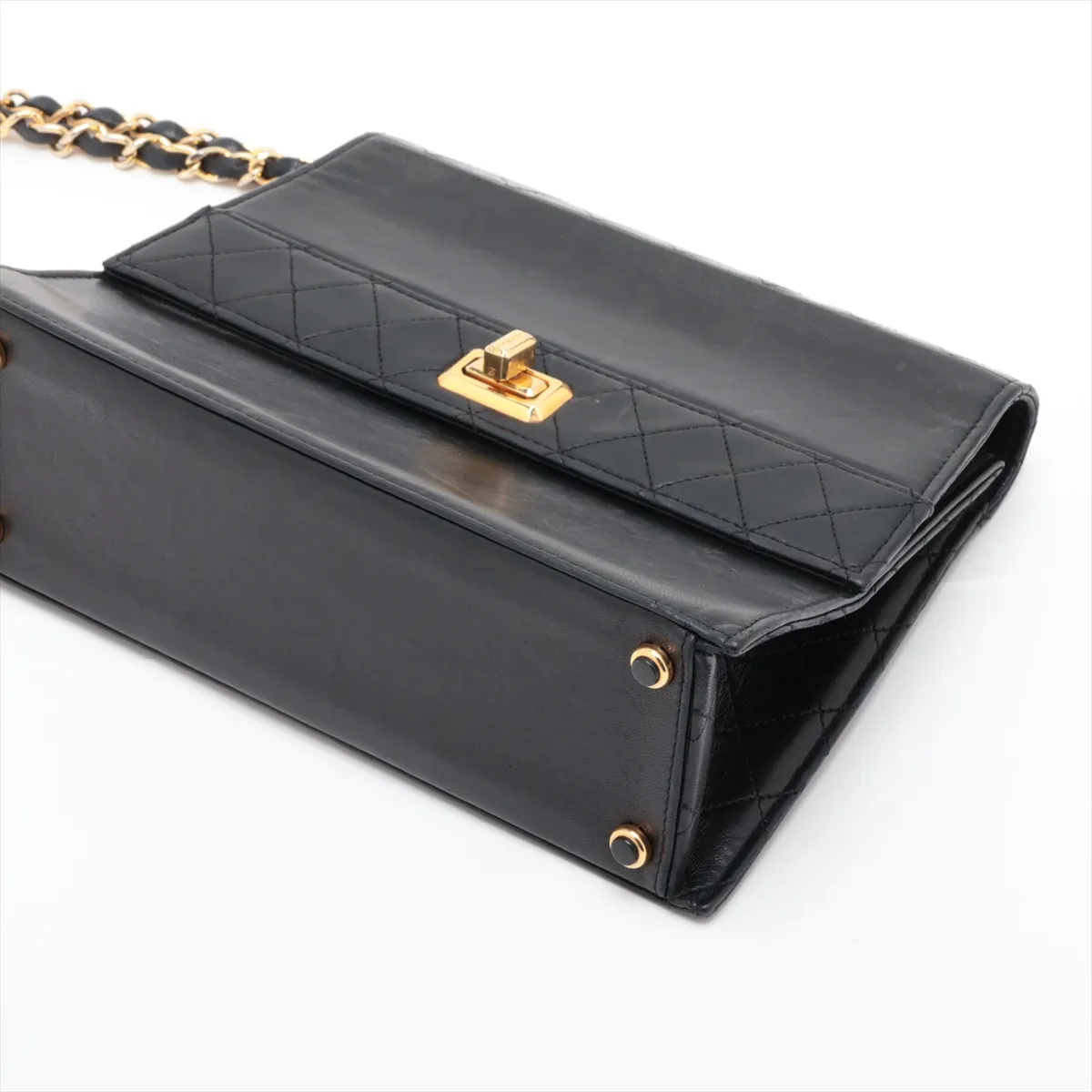 Matelassé Lambskin Single Flap Single Chain Bag, Black with Gold Hardware, Item No. 1637442 (Serial No. 1) — view 3