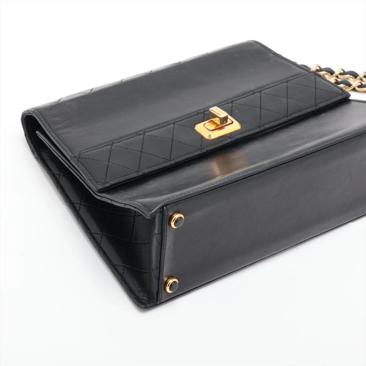 Matelassé Lambskin Single Flap Single Chain Bag, Black with Gold Hardware, Item No. 1637442 (Serial No. 1) — view 4