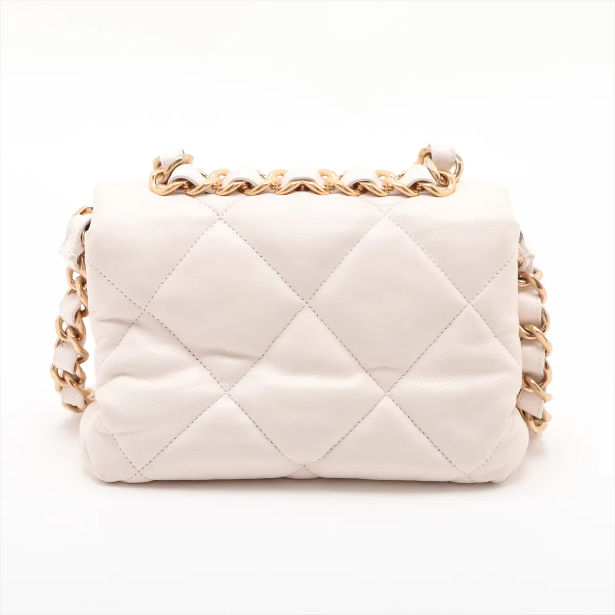 Matelassé Leather 2-Way Handbag, White with Gold Hardware, TT6K591C, Random Plate — view 2