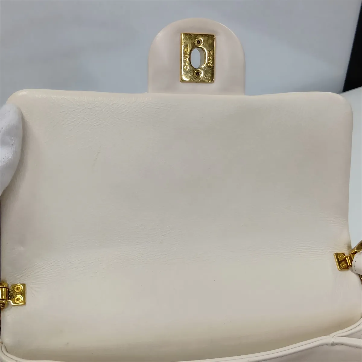 Matelassé Leather 2-Way Handbag, White with Gold Hardware, TT6K591C, Random Plate — view 12
