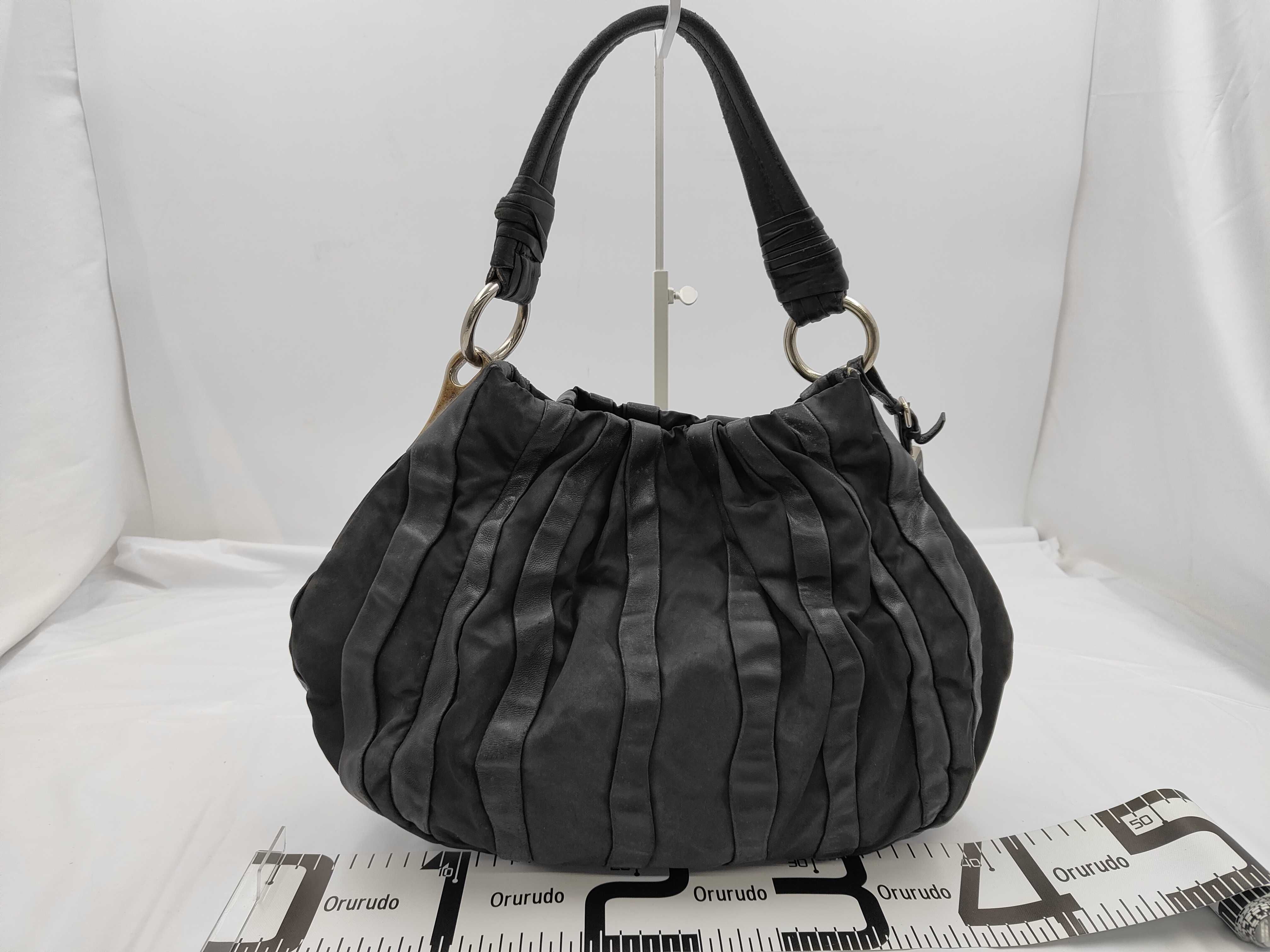 Tessuto Nappa Stripe Hobo Shoulder Bag, Black Handbag — view 2
