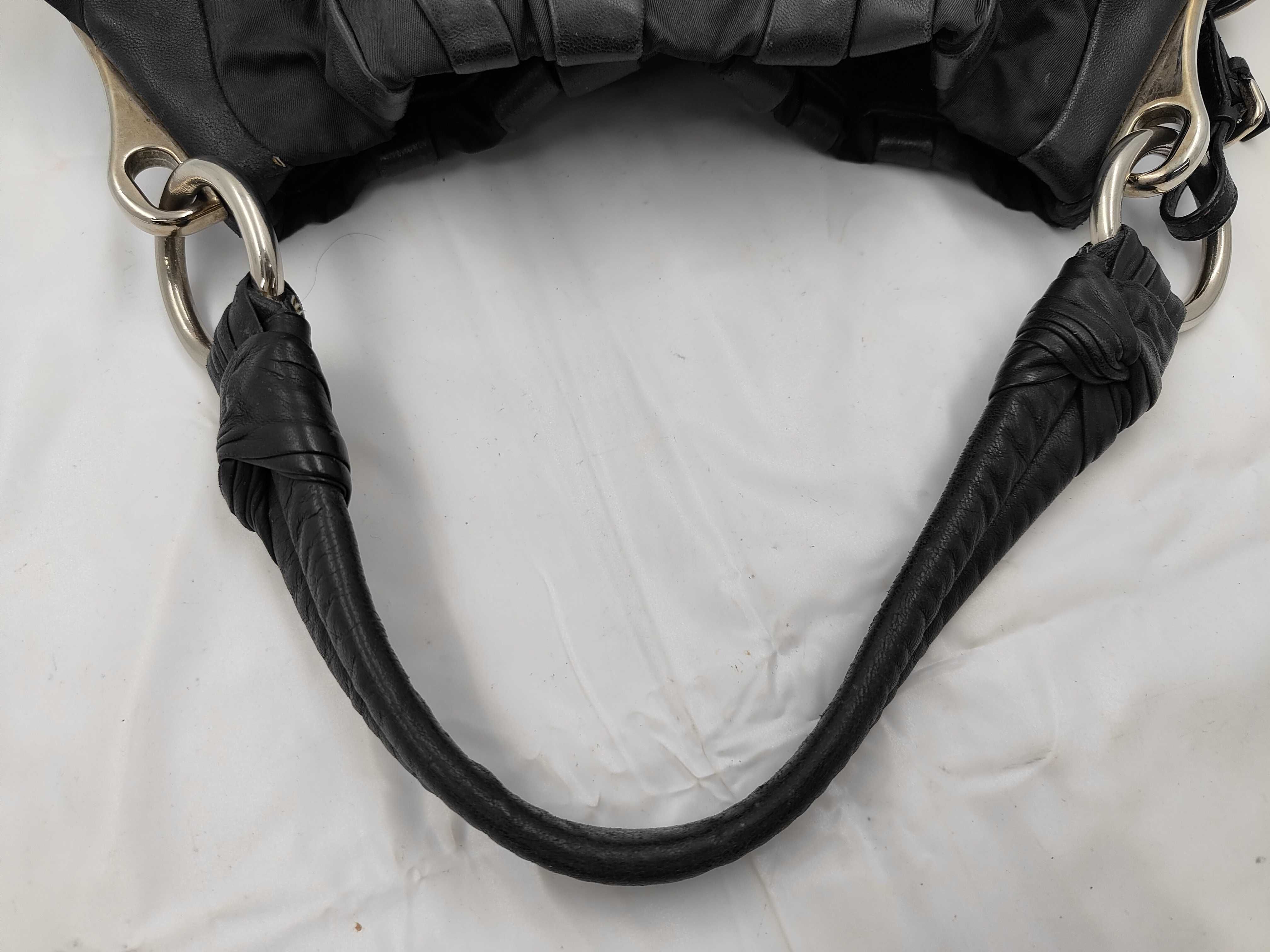 Tessuto Nappa Stripe Hobo Shoulder Bag, Black Handbag — view 3