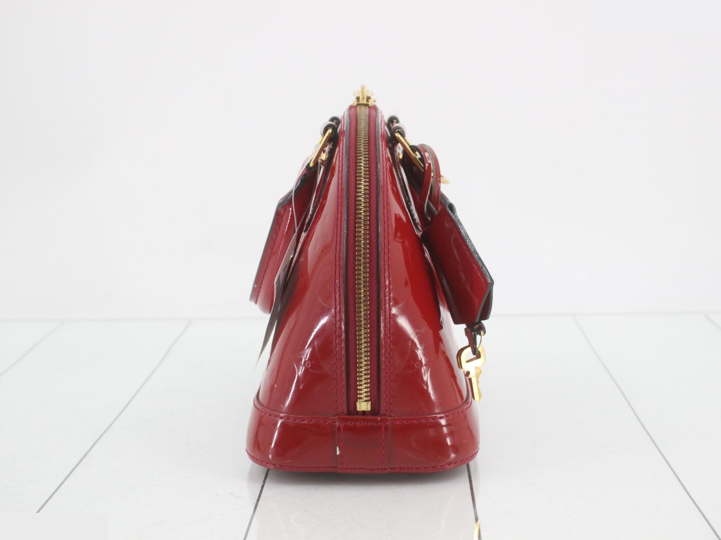 Alma BB Vernis Monogram Red Handbag — view 4