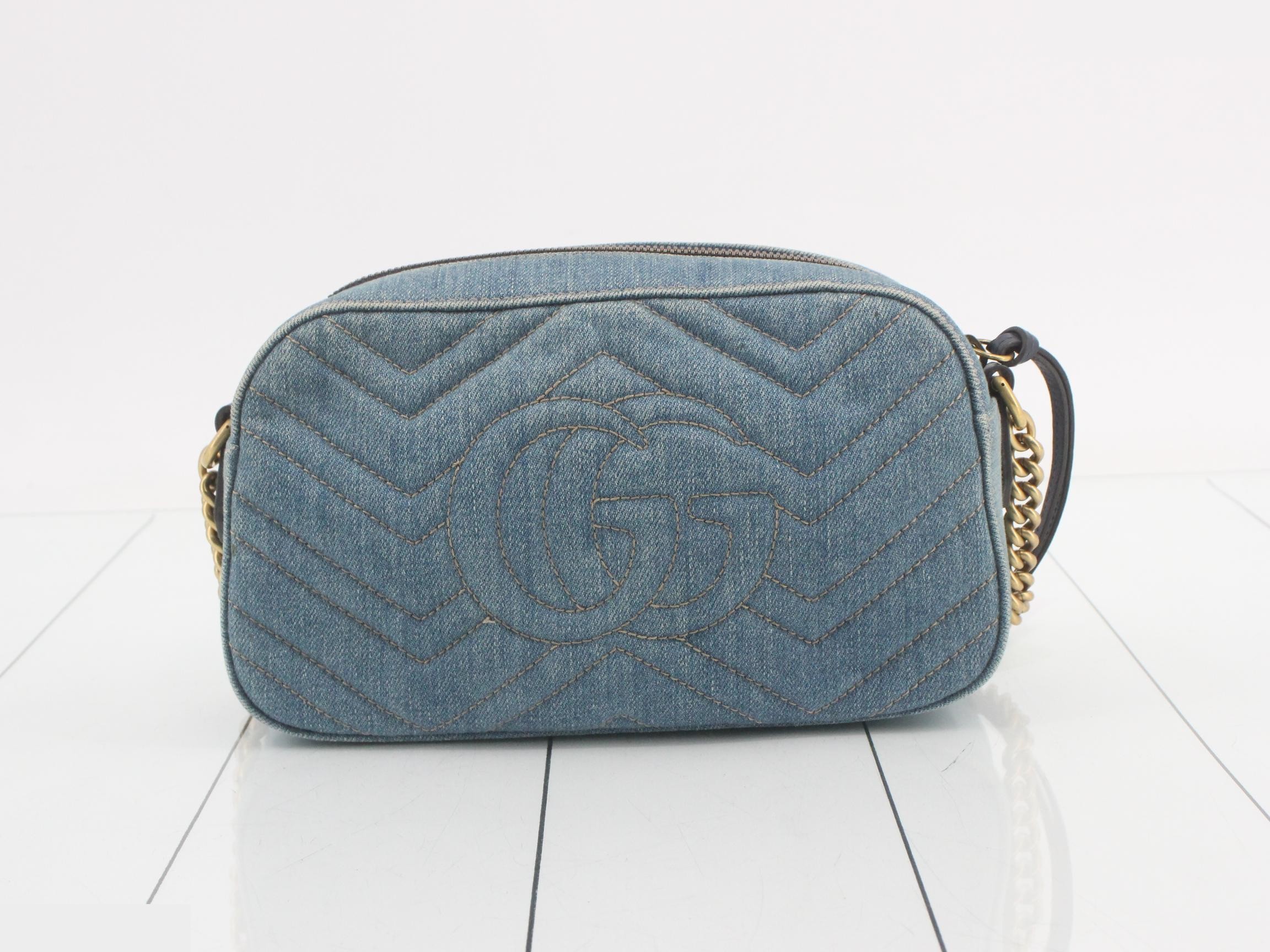 GG Marmont Denim Chain Shoulder Bag — view 2