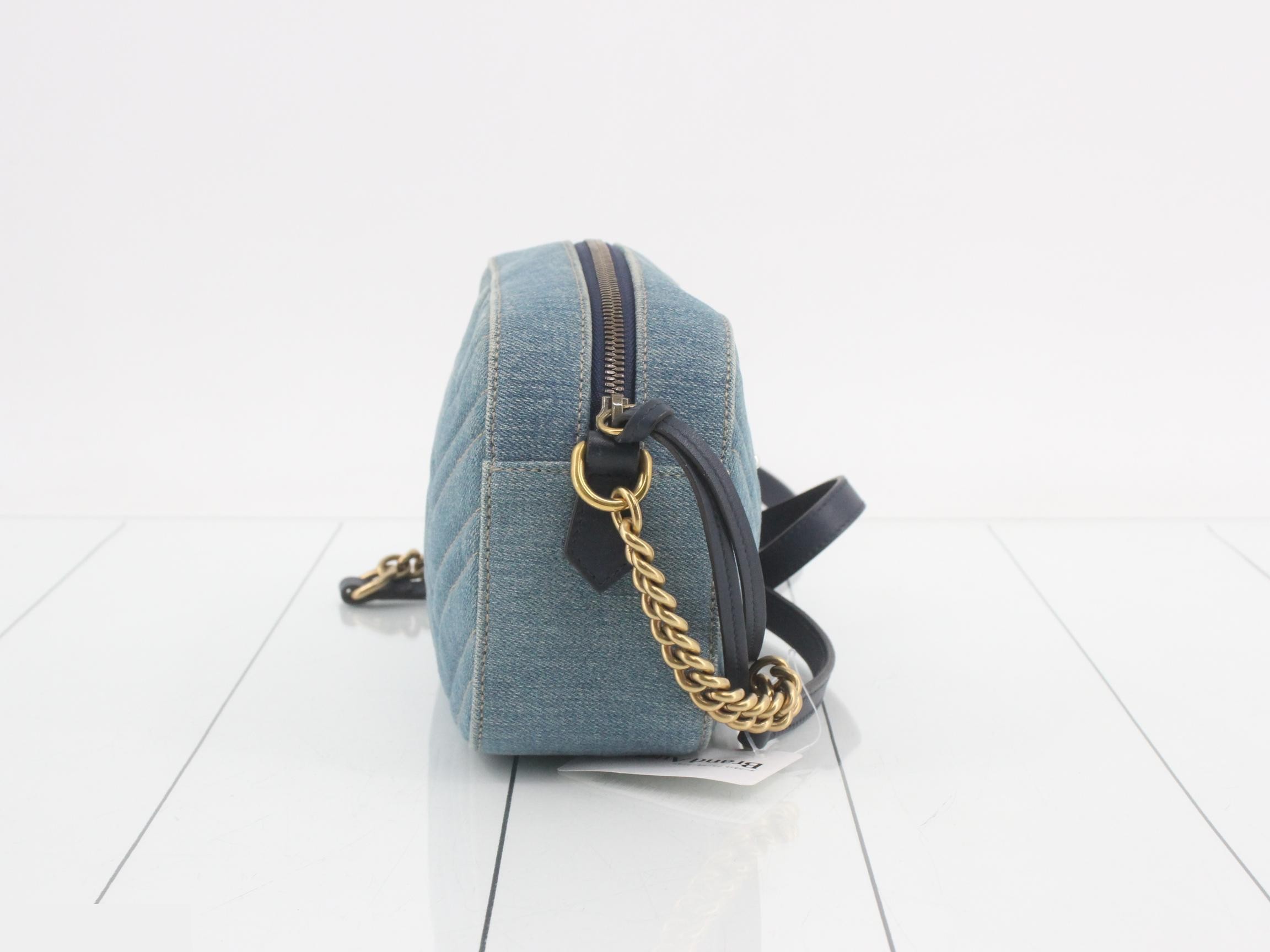 GG Marmont Denim Chain Shoulder Bag — view 4