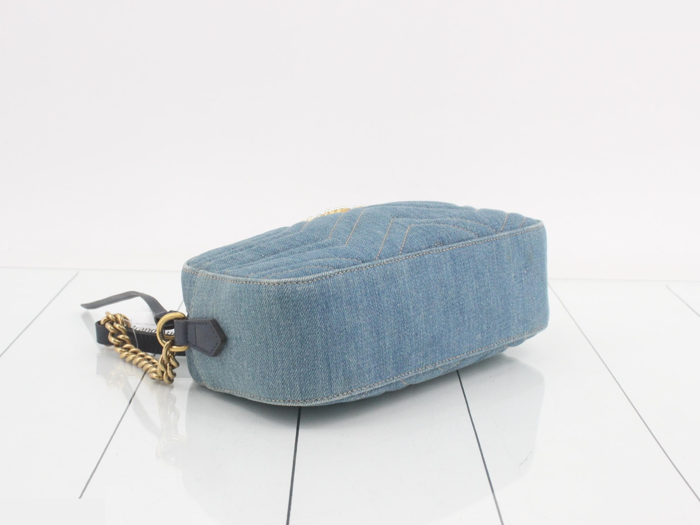 GG Marmont Denim Chain Shoulder Bag — view 5