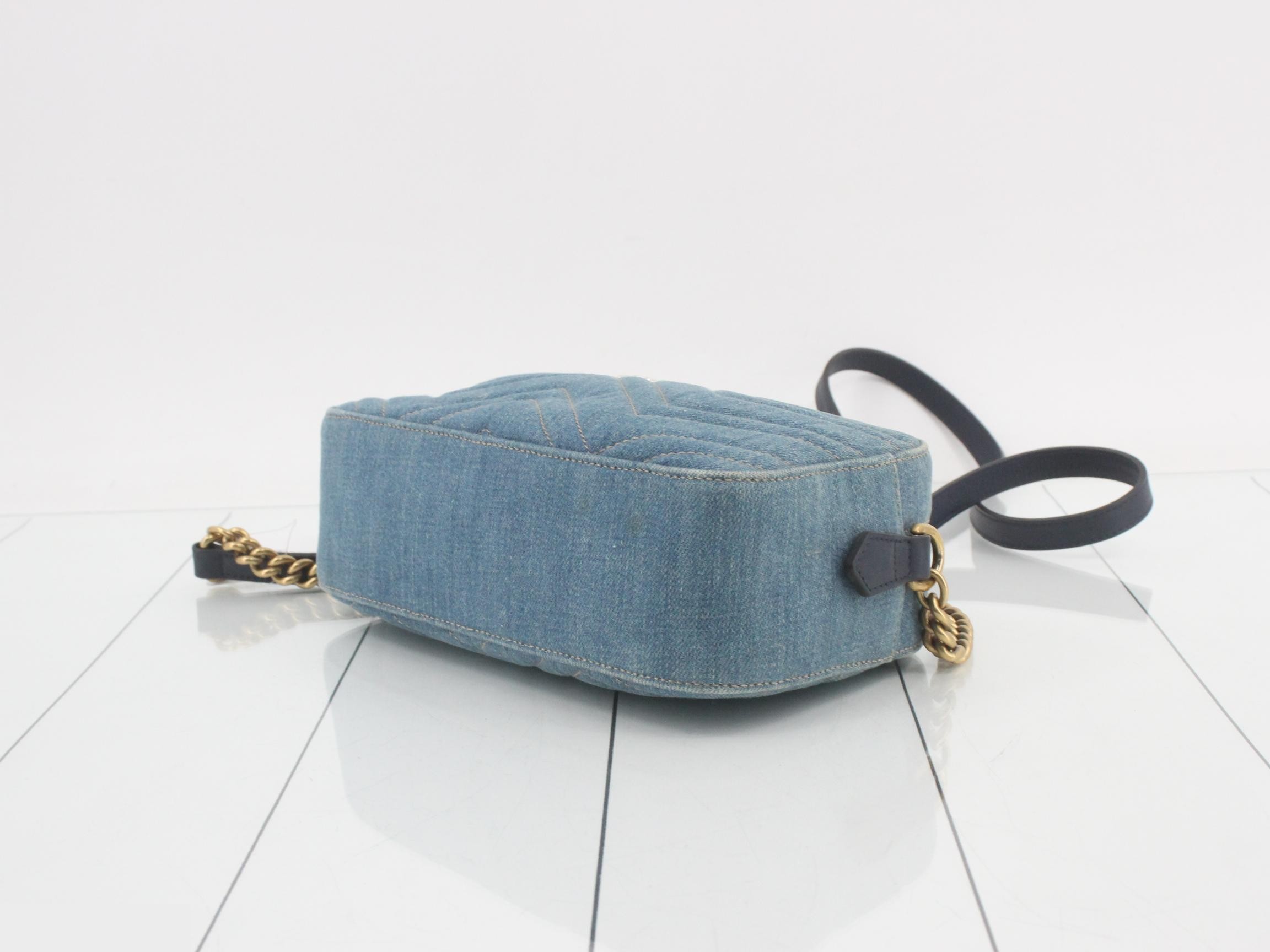 GG Marmont Denim Chain Shoulder Bag — view 6