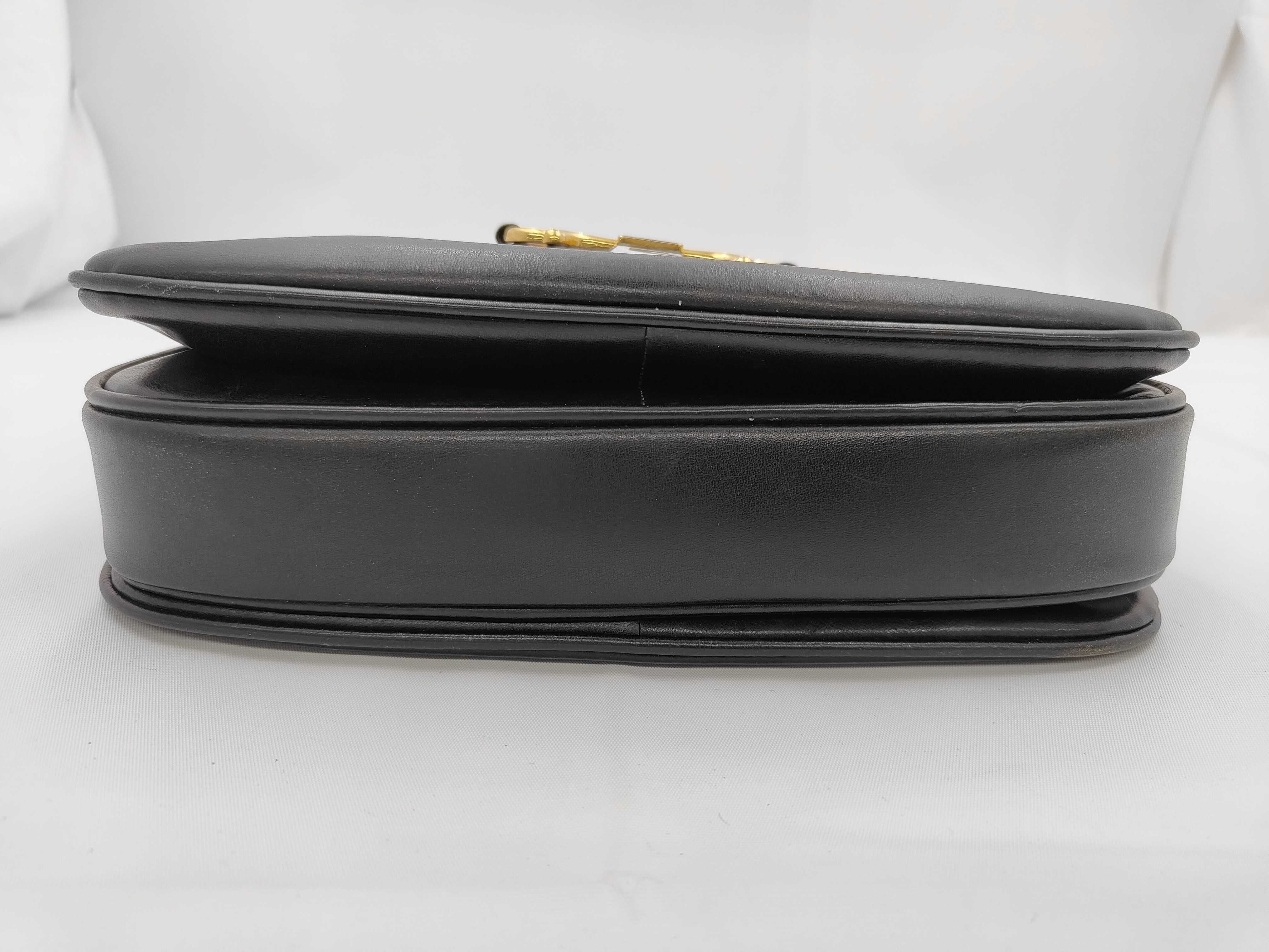 Leather Shoulder Bag, Black — view 5