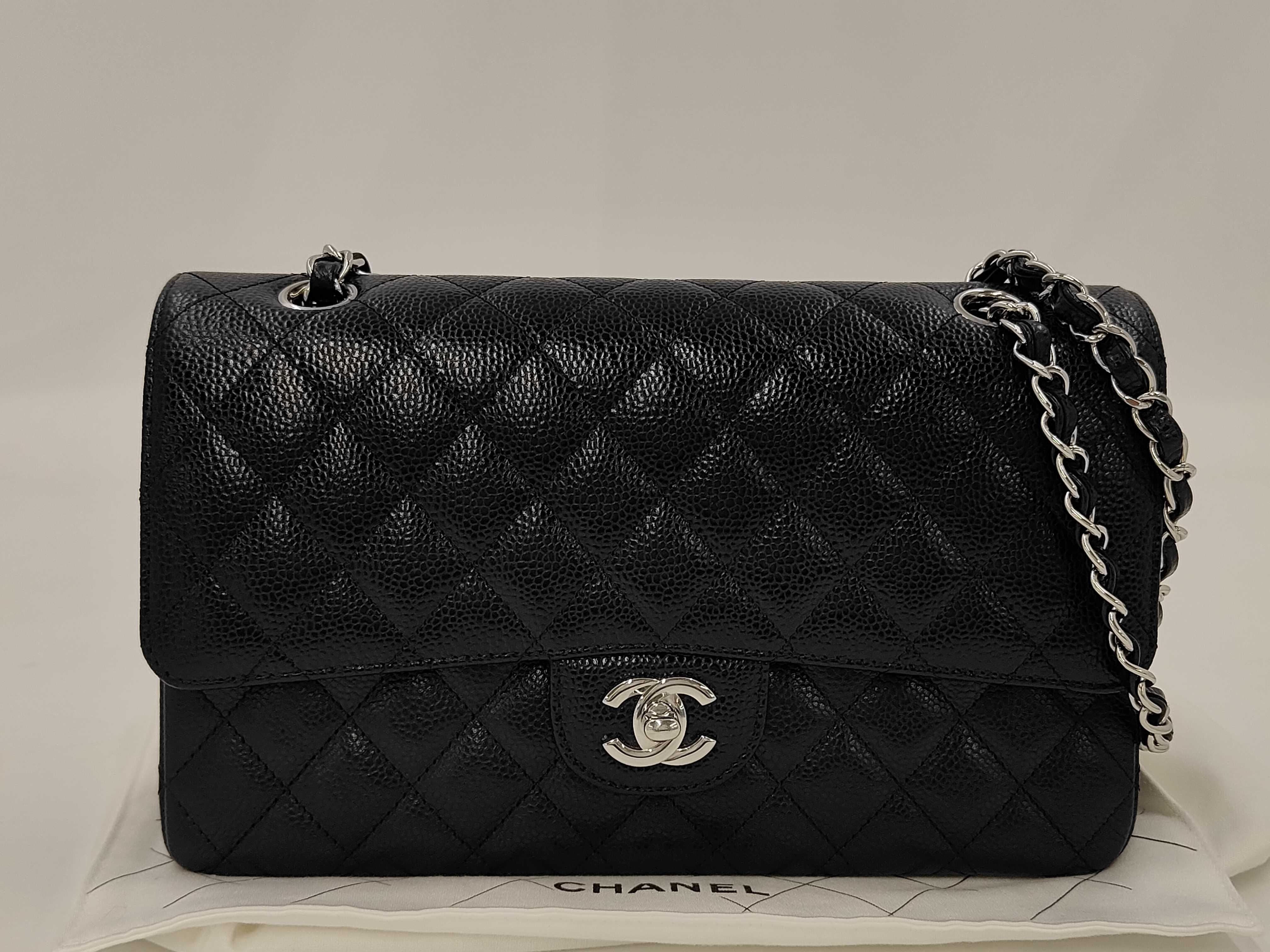 Matelassé Chain Shoulder Bag, Caviar Leather Shoulder Bag