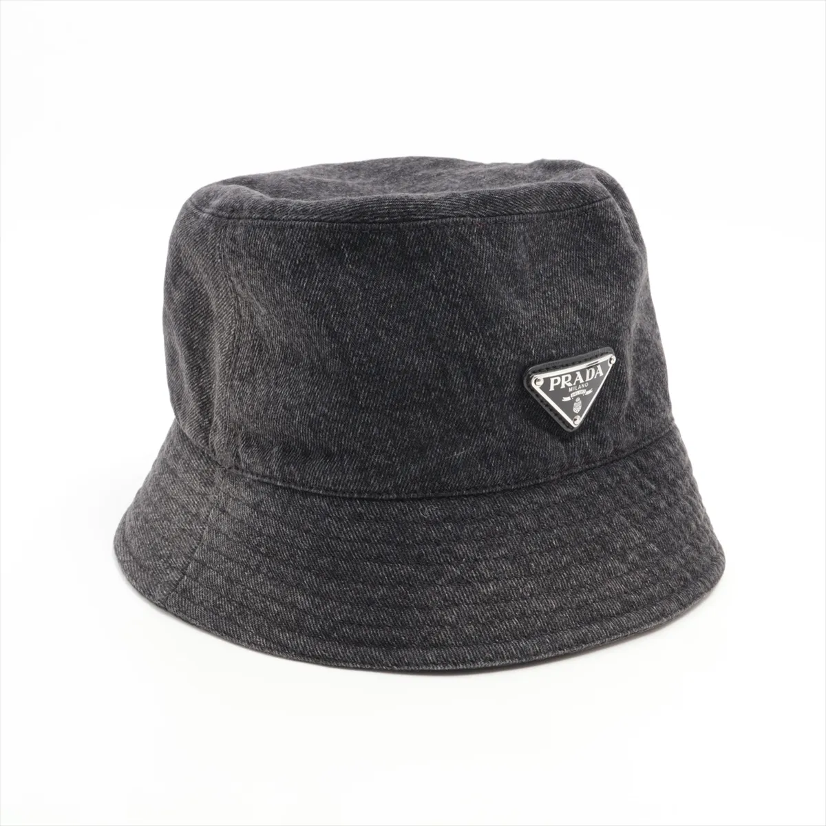 2HC137 Triangle Logo Bucket Hat M Cotton Black Threads Fuzzing Out of shape — view 2