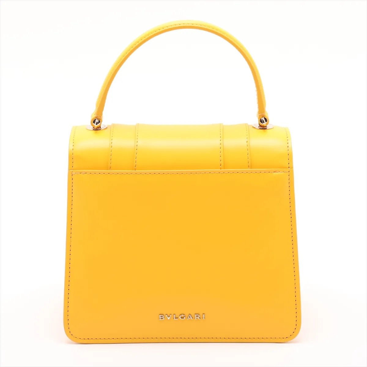 Serpenti Leather 2-Way Handbag, Yellow, with Mirror — view 2