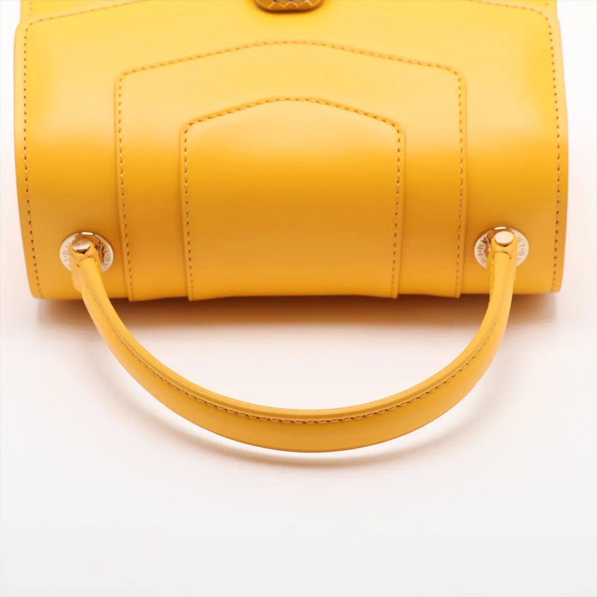 Serpenti Leather 2-Way Handbag, Yellow, with Mirror — view 5