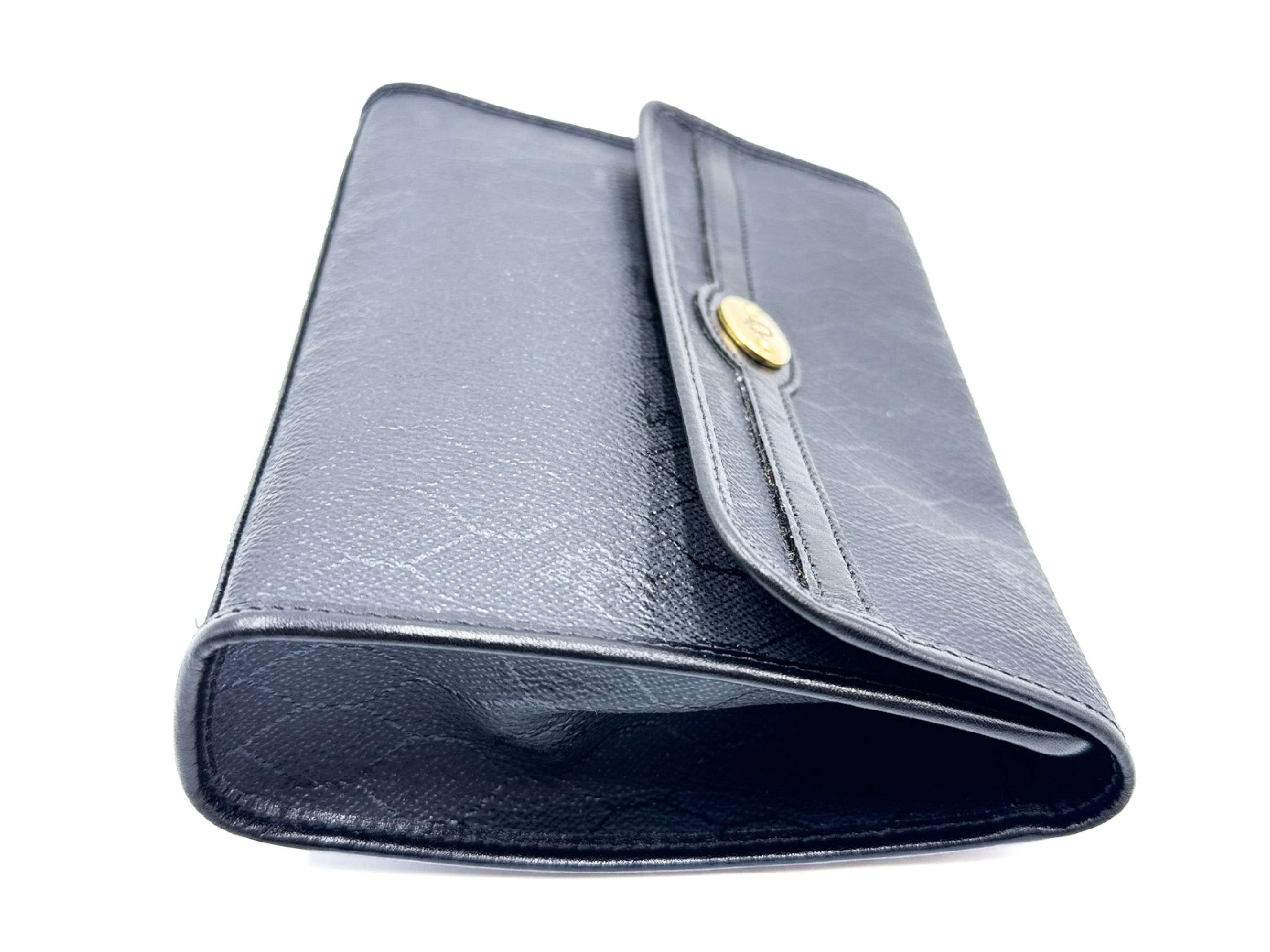 honeycomb pattern gold hardware vintage leather pouch — view 4