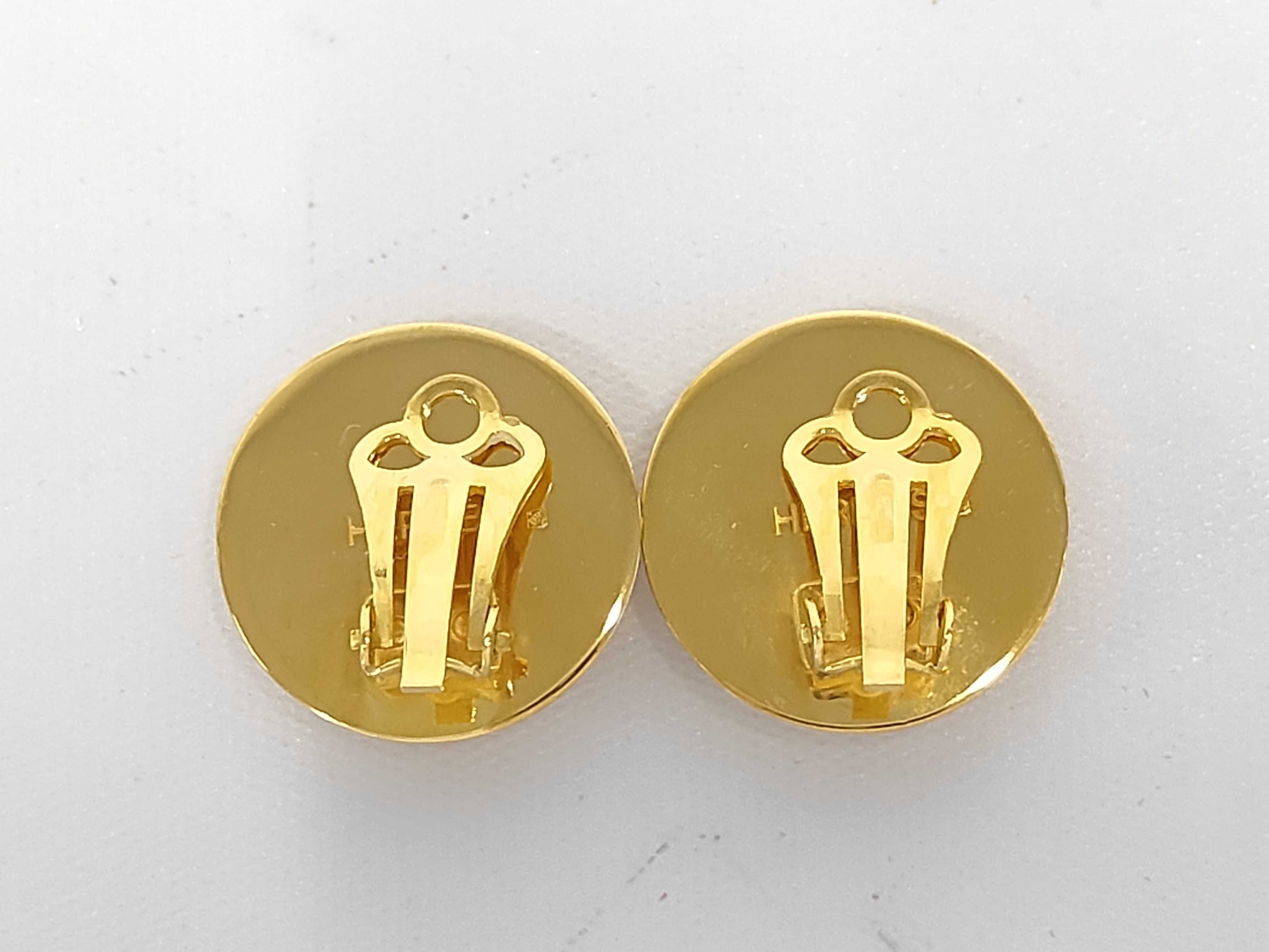 Enamel Border Earrings, Multicolor x Gold Hardware, Hermes Earrings — view 2