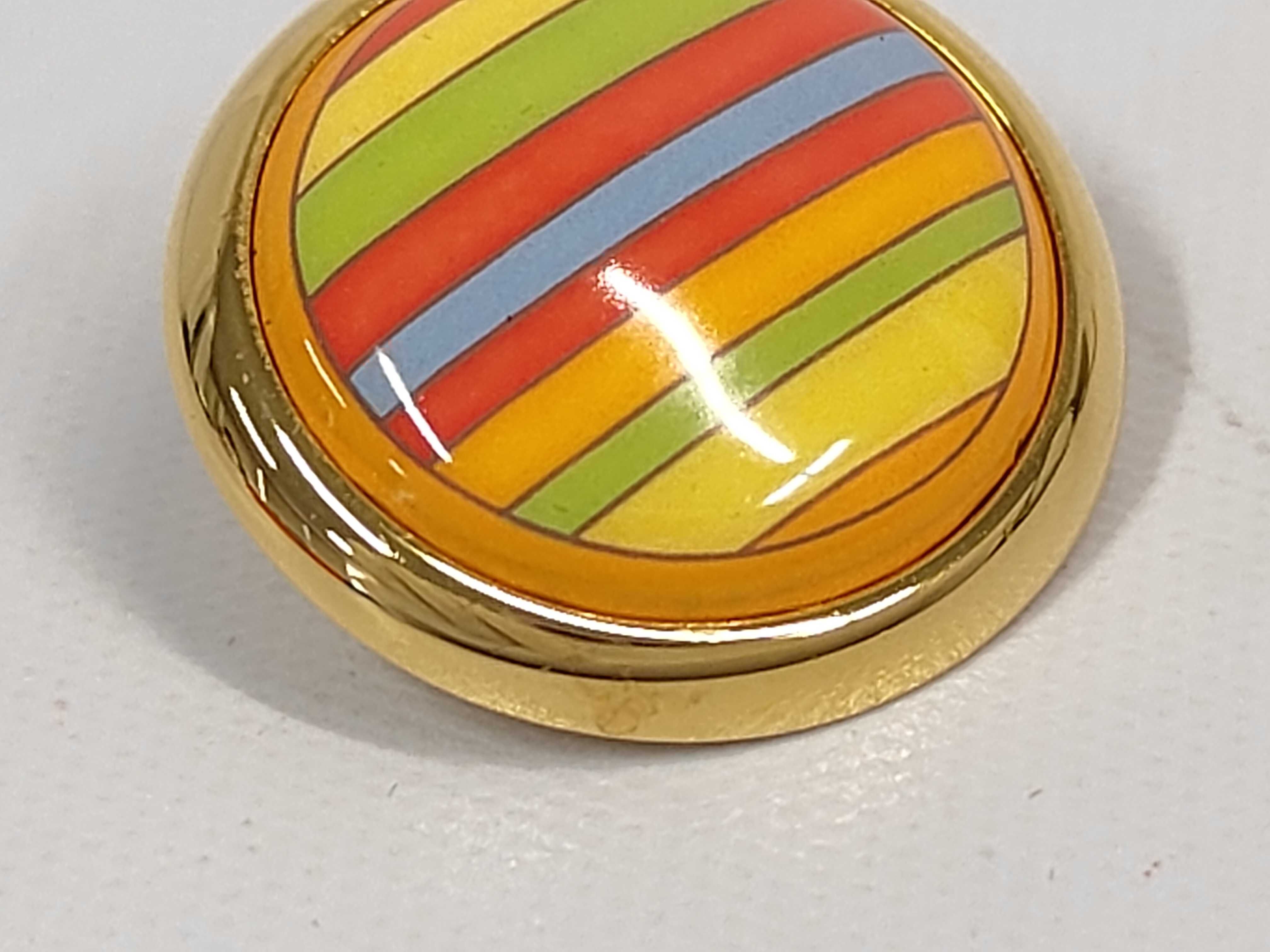 Enamel Border Earrings, Multicolor x Gold Hardware, Hermes Earrings — view 7