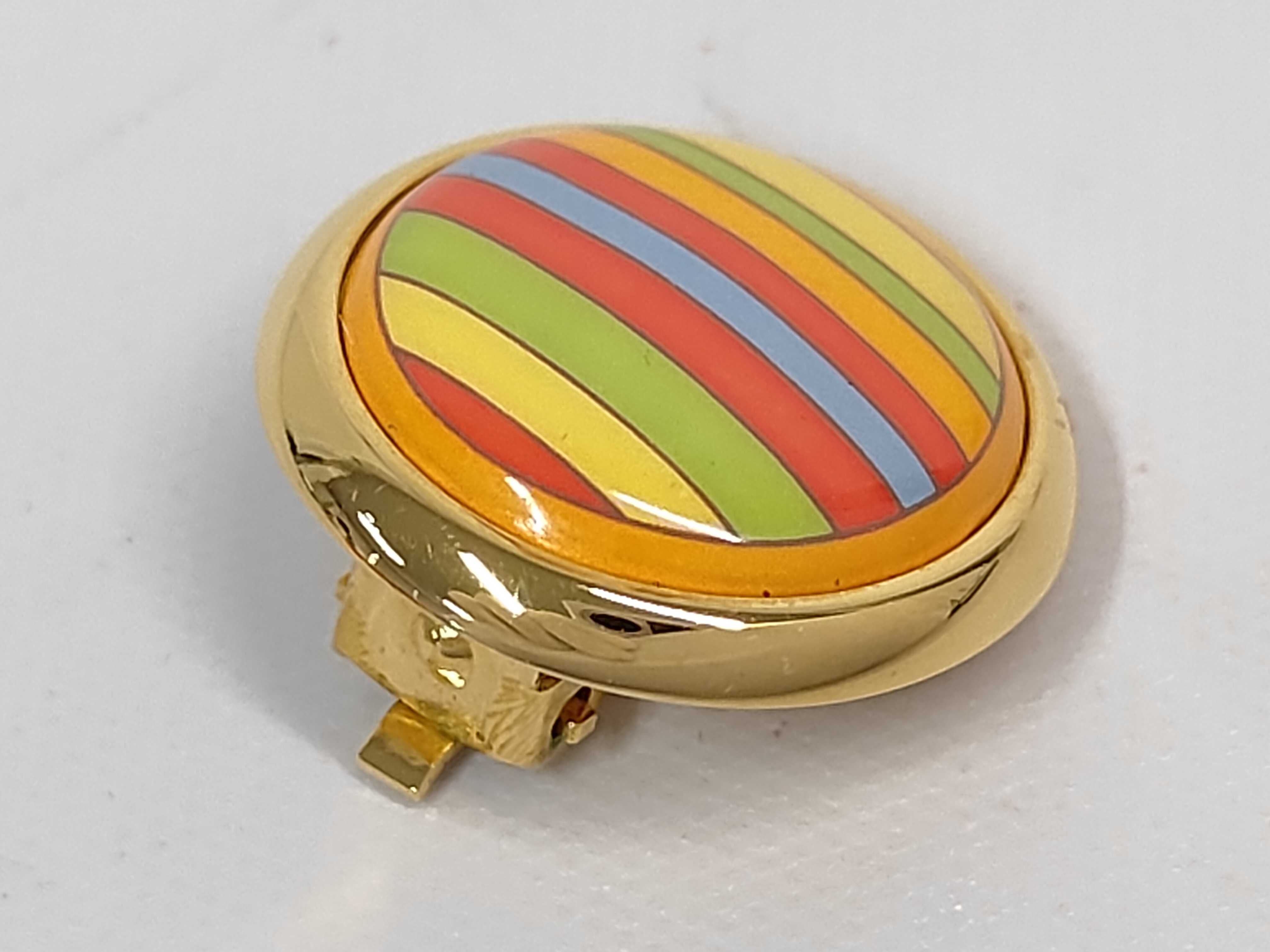 Enamel Border Earrings, Multicolor x Gold Hardware, Hermes Earrings — view 8