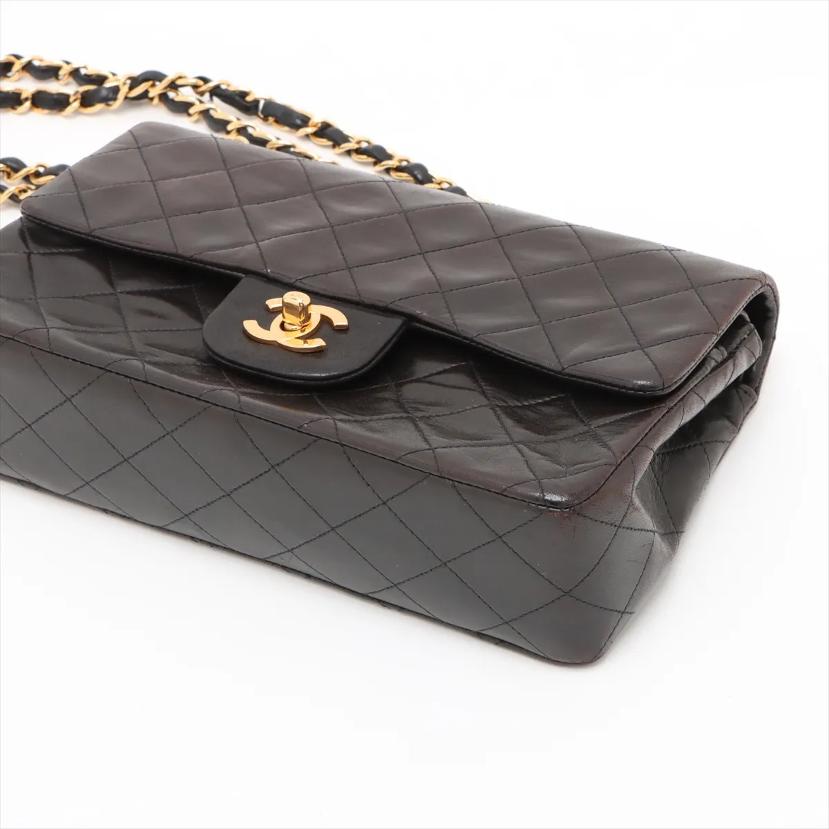 Matelassé 23 Lambskin Double Flap Double Chain Bag, Black with Gold Hardware, 4170907, Series 4, A01113 — view 3