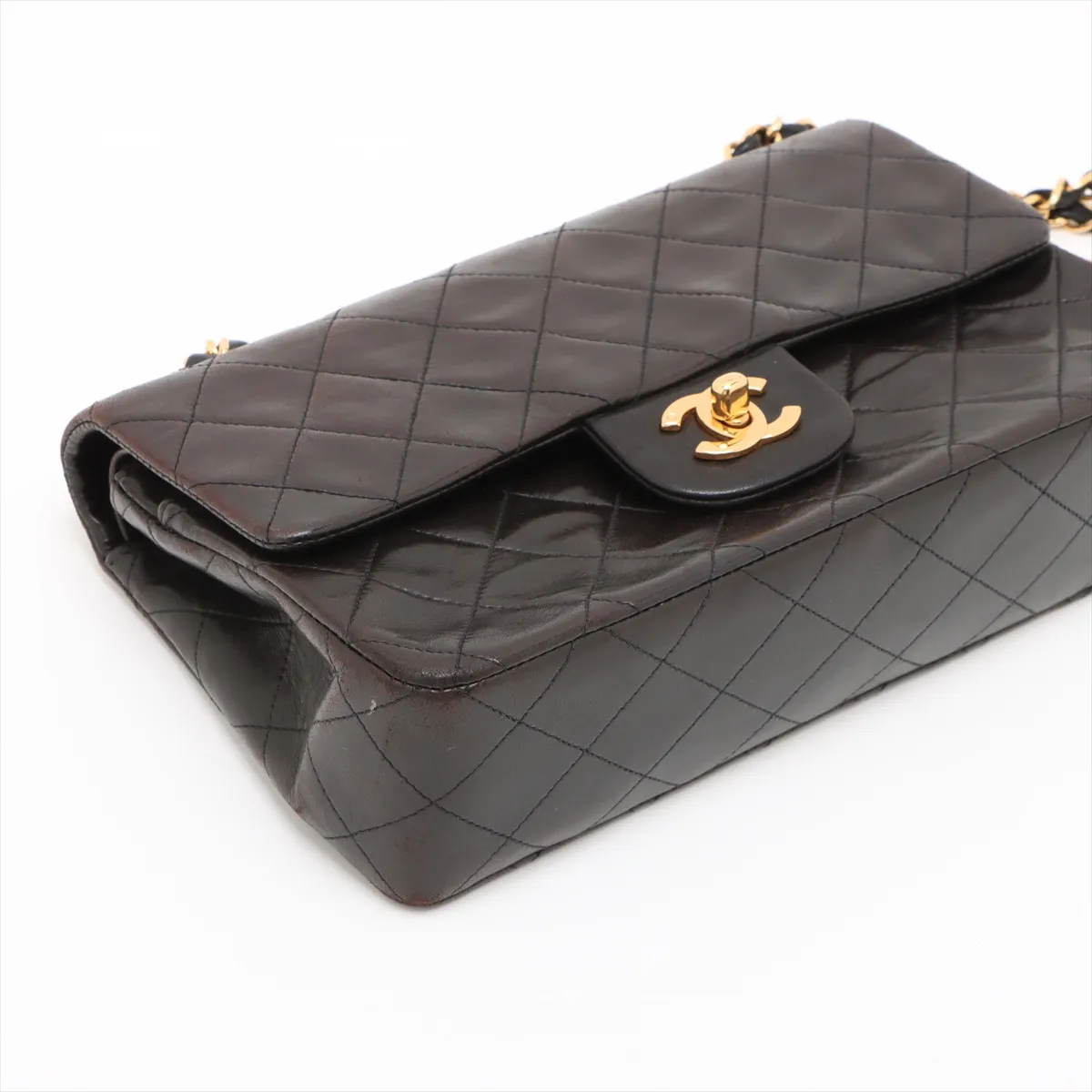 Matelassé 23 Lambskin Double Flap Double Chain Bag, Black with Gold Hardware, 4170907, Series 4, A01113 — view 4