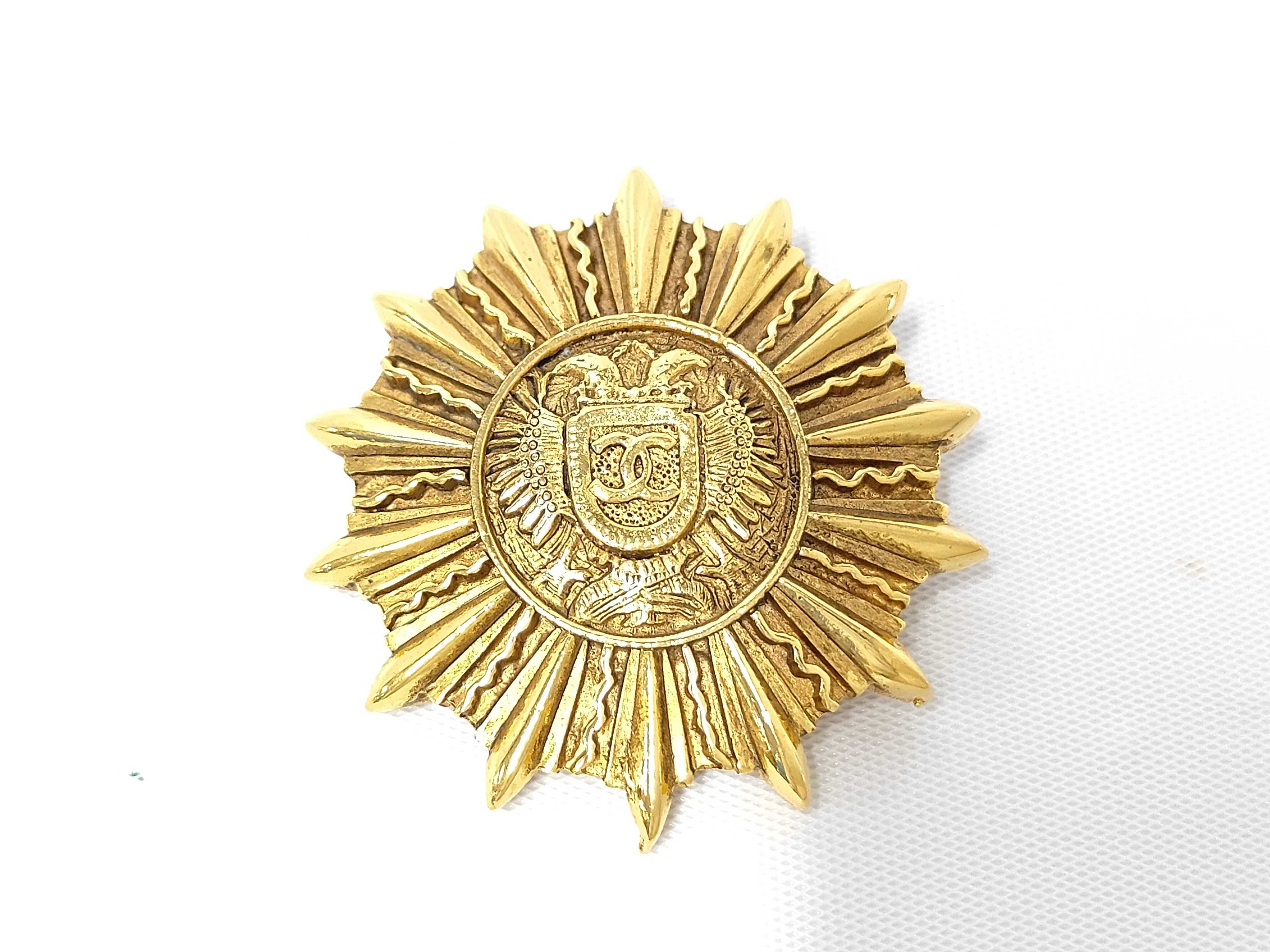 Emblem Coco Mark Brooch, Gold Brooch