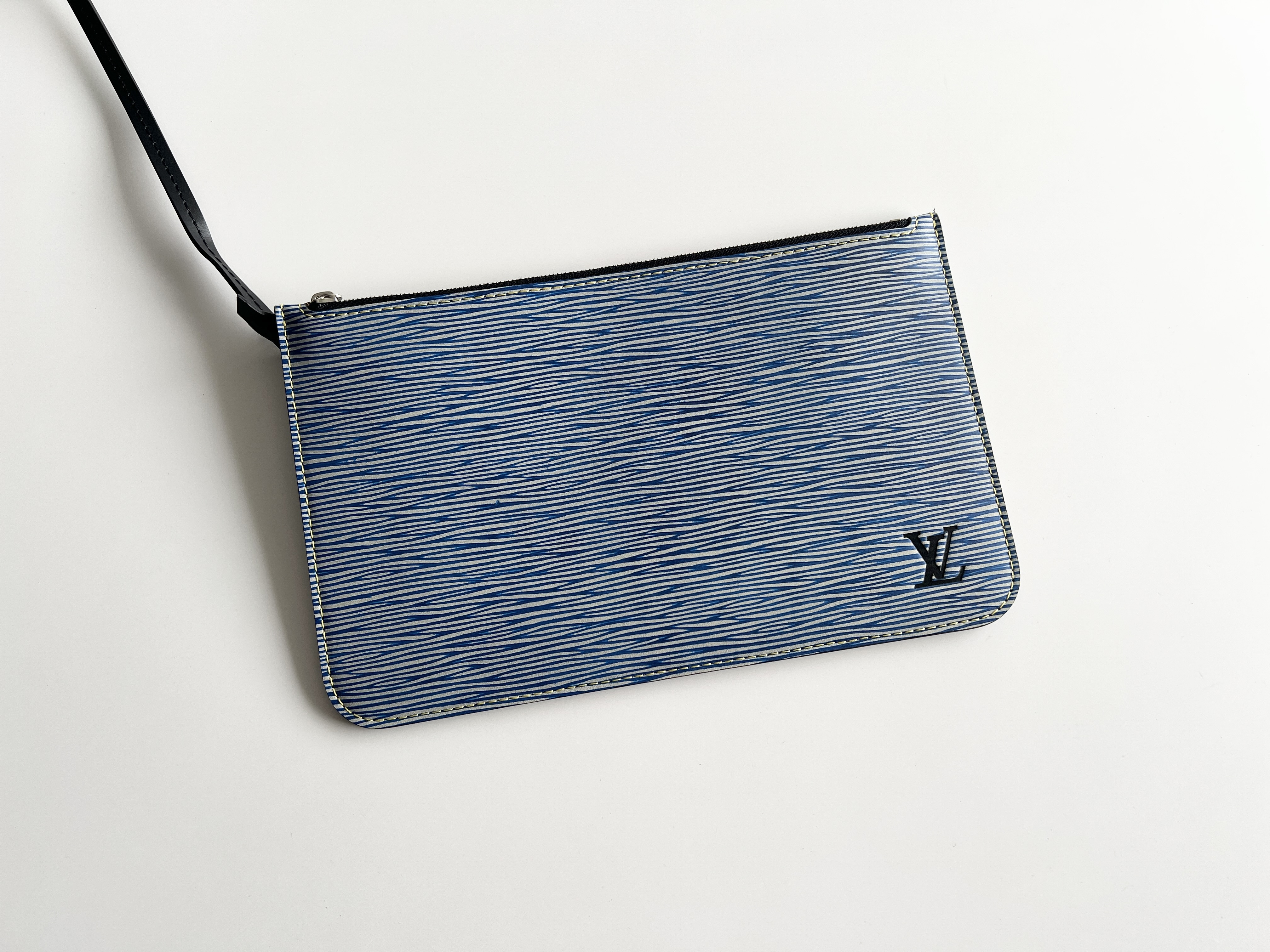 Epi Neverfull MM Leather Denim Blue Shoulder Bag Tote Bag — view 12
