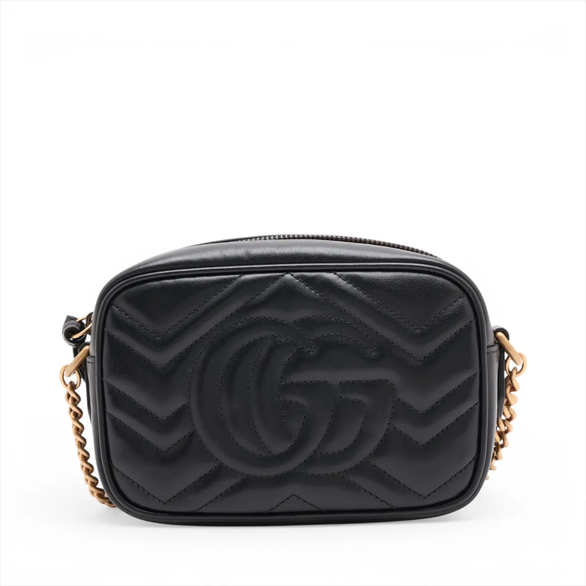 GG Marmont Leather Chain Shoulder Bag, Black, 448065 — view 2