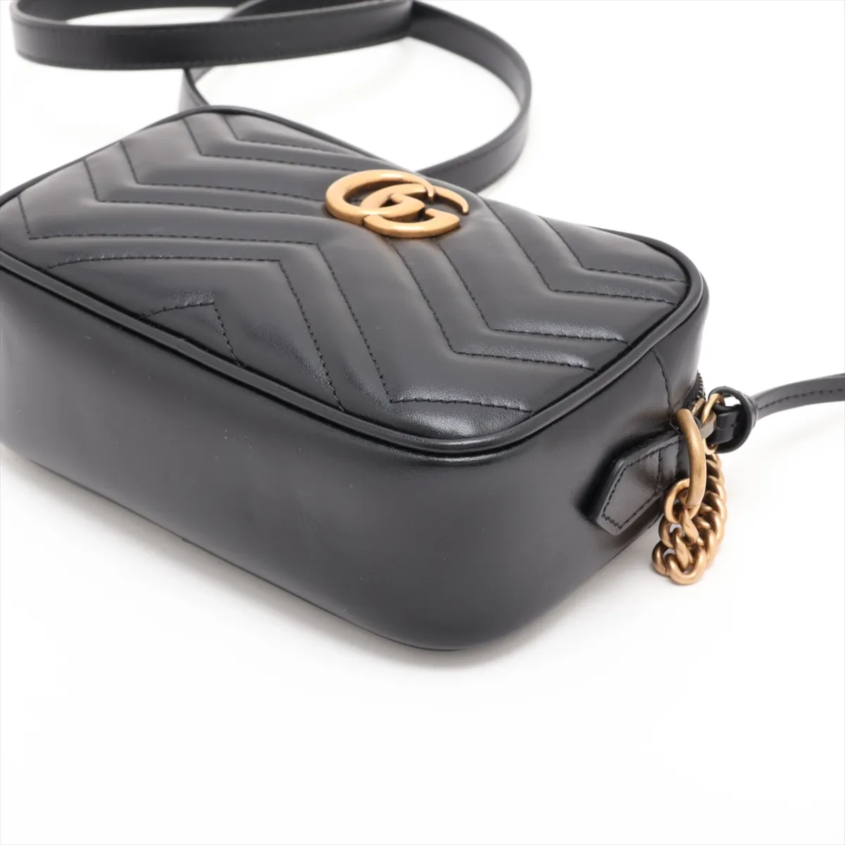 GG Marmont Leather Chain Shoulder Bag, Black, 448065 — view 3
