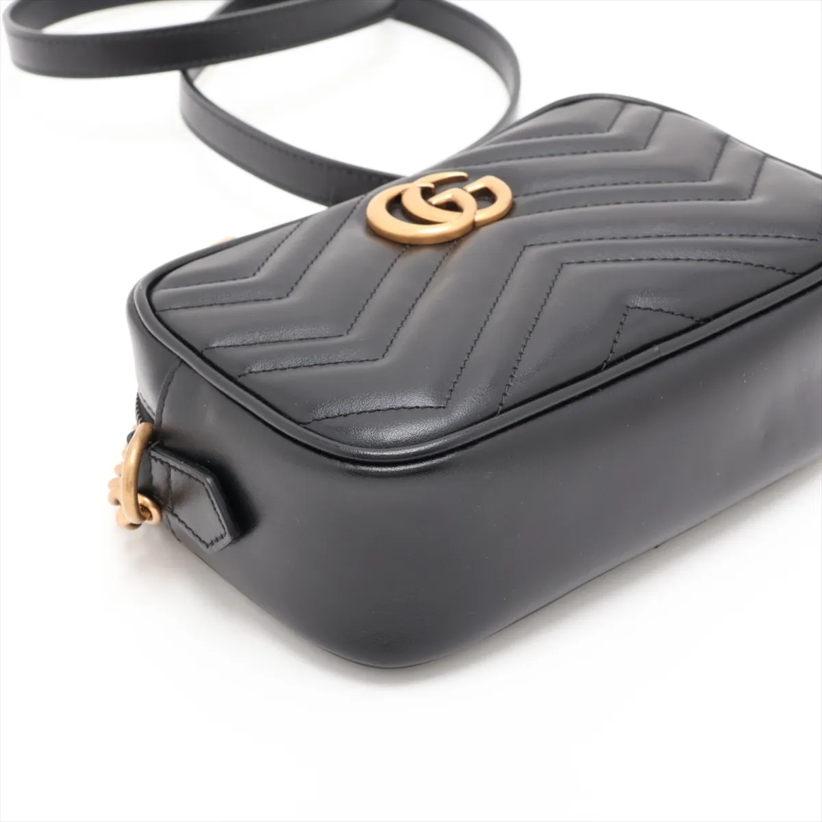 GG Marmont Leather Chain Shoulder Bag, Black, 448065 — view 4