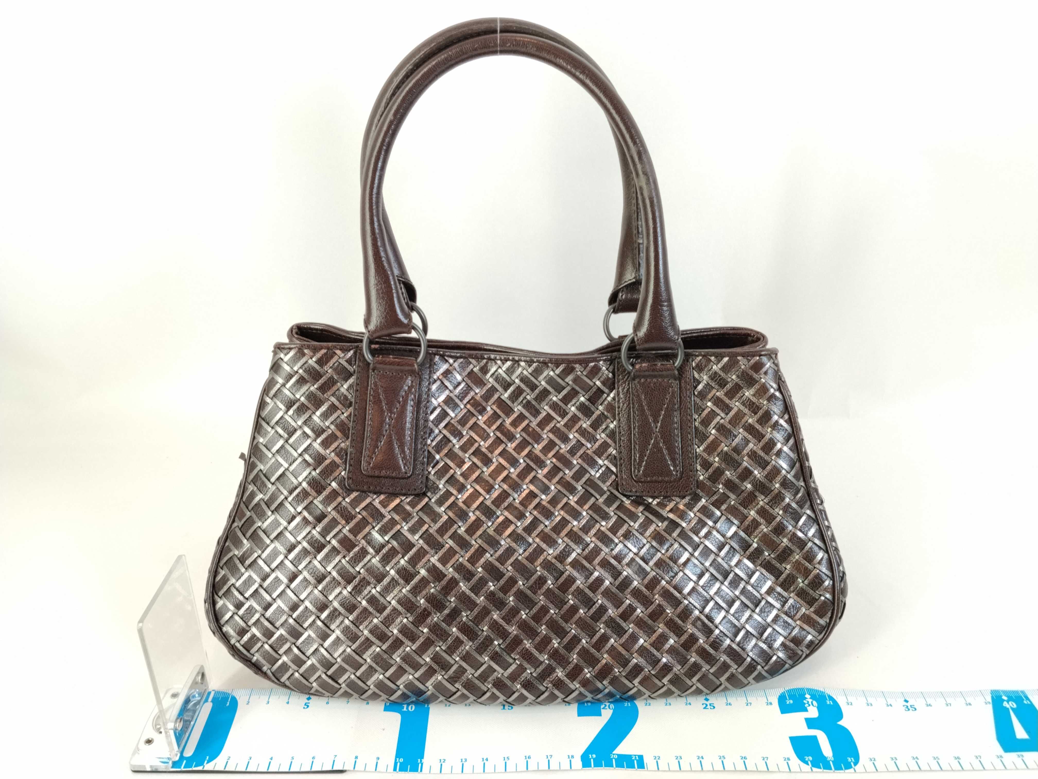 Intrecciato Bottega Veneta Handbag - Brown x Silver — view 2