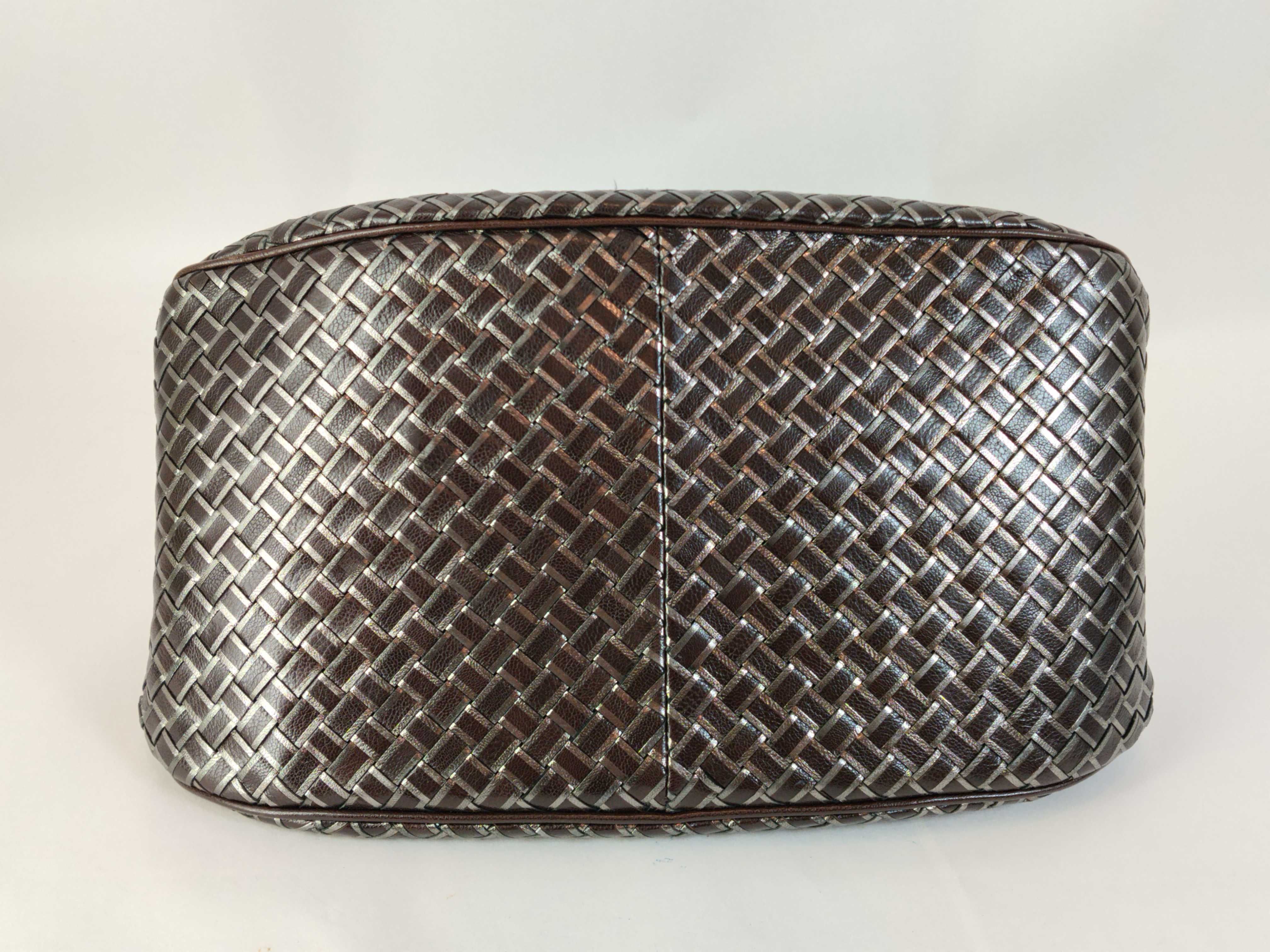 Intrecciato Bottega Veneta Handbag - Brown x Silver — view 8