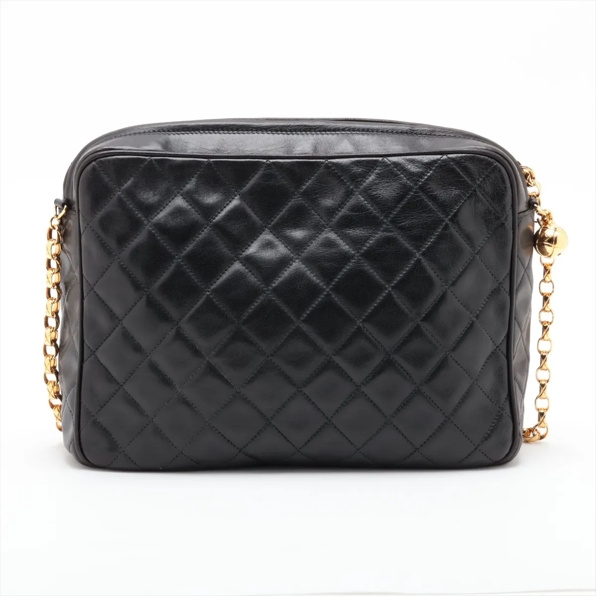 Matelassé Lambskin Chain Shoulder Bag, Black with Gold Hardware, Item No. 1952031 (Serial Number 1) — view 2