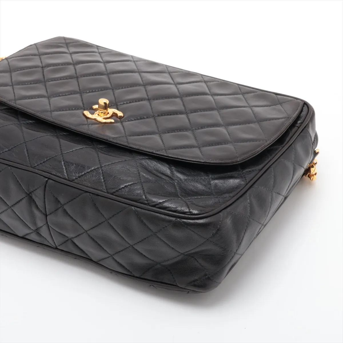 Matelassé Lambskin Chain Shoulder Bag, Black with Gold Hardware, Item No. 1952031 (Serial Number 1) — view 3