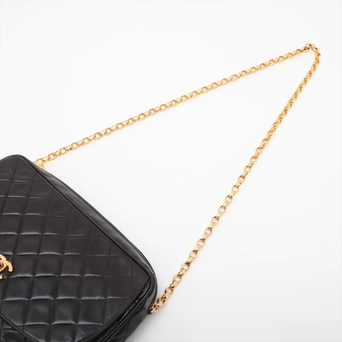 Matelassé Lambskin Chain Shoulder Bag, Black with Gold Hardware, Item No. 1952031 (Serial Number 1) — view 5