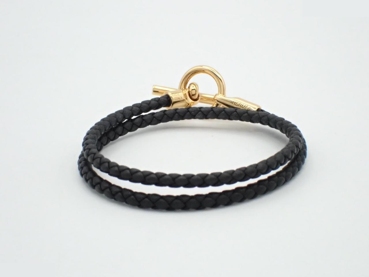 Glenan Double Tour Bracelet, Black, Gold Hardware — view 2