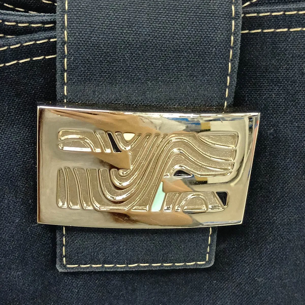 Mamma Bucket Denim Shoulder Bag, Navy, Missing Parts — view 13