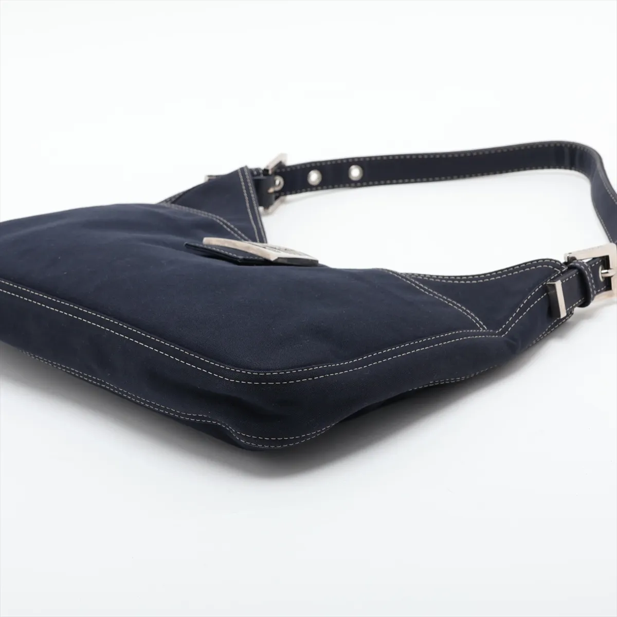Mamma Bucket Denim Shoulder Bag, Navy, Missing Parts — view 3