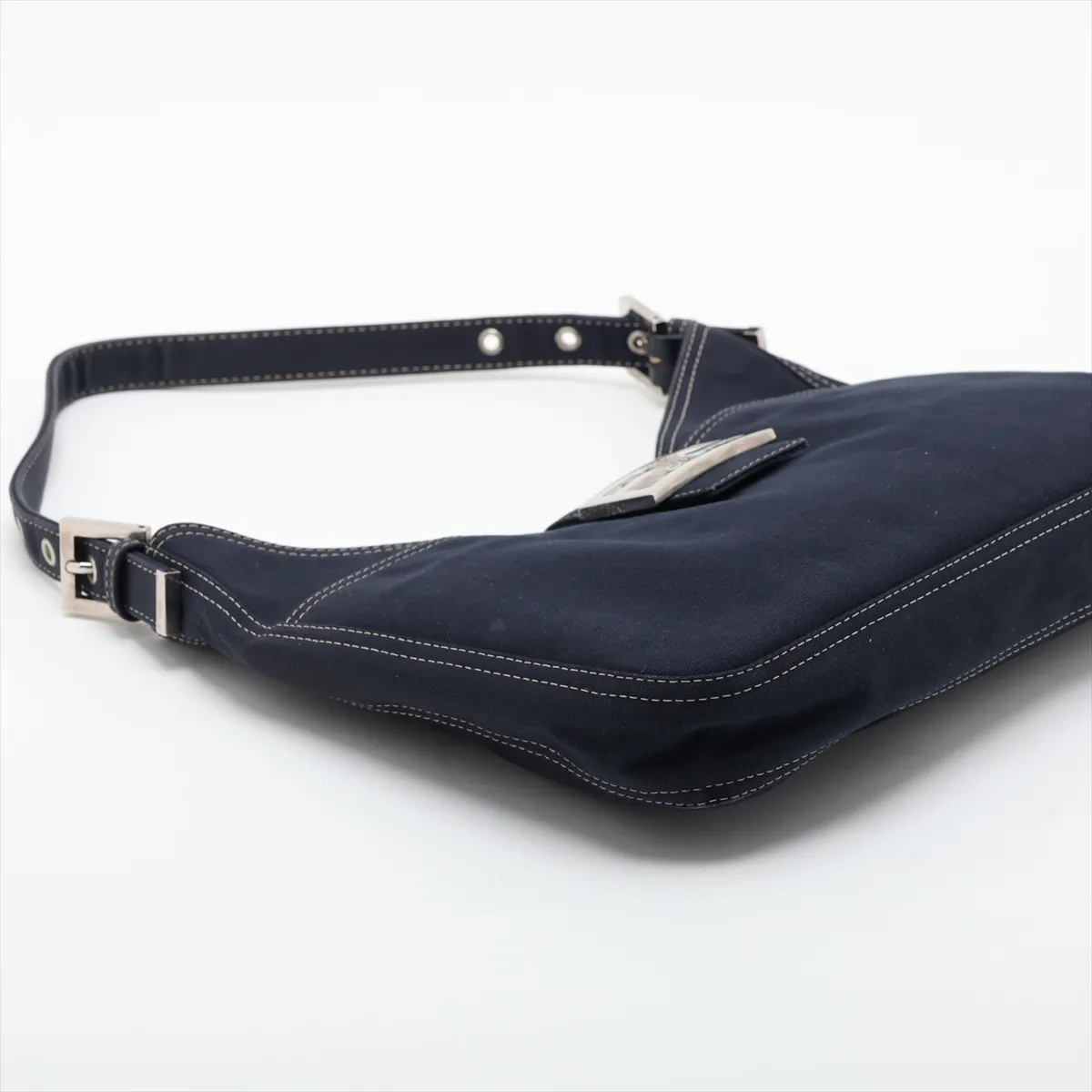 Mamma Bucket Denim Shoulder Bag, Navy, Missing Parts — view 4