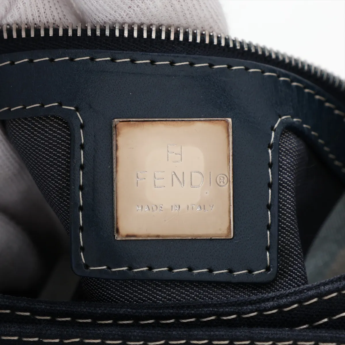 Mamma Bucket Denim Shoulder Bag, Navy, Missing Parts — view 10