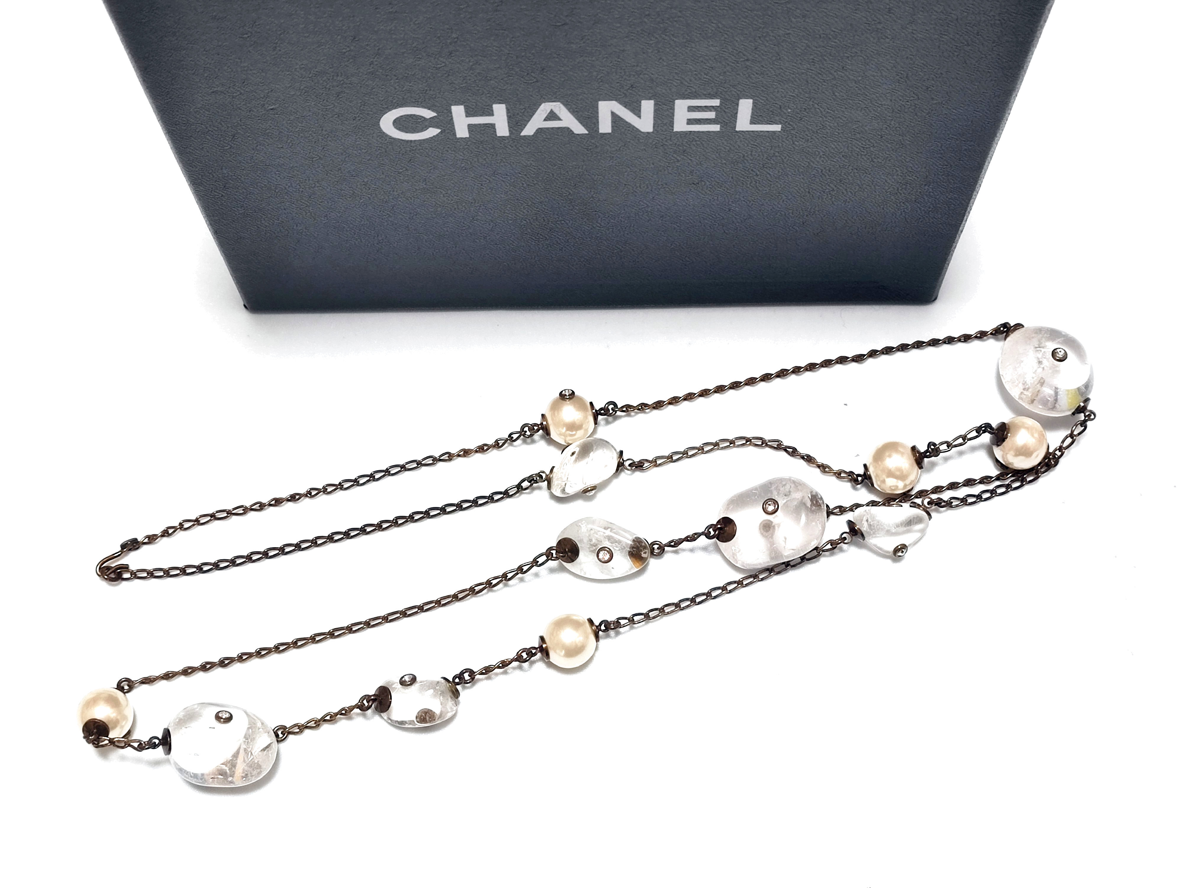 Crystal Rhinestone Pearl Necklace 97A — view 3
