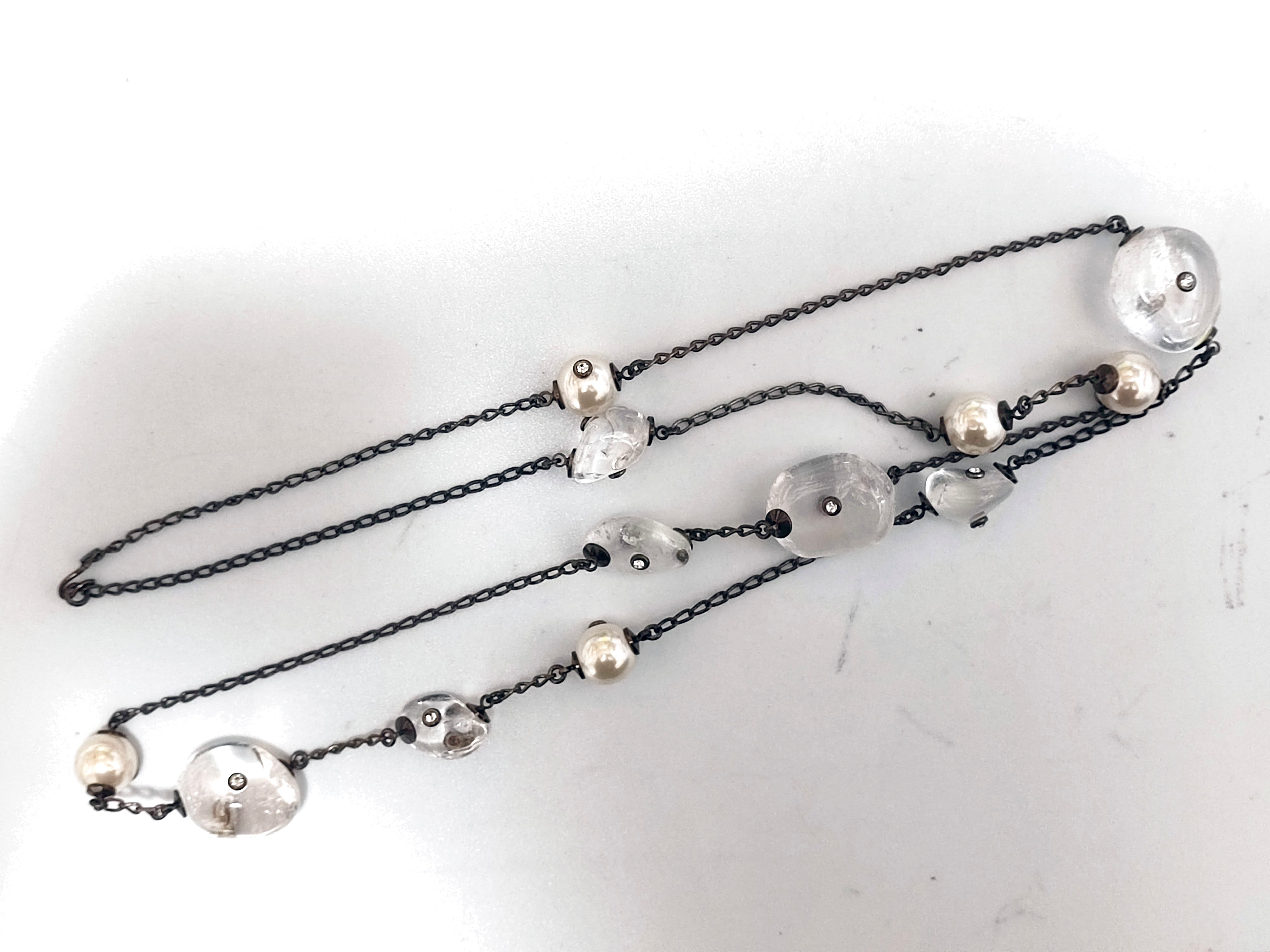 Crystal Rhinestone Pearl Necklace 97A — view 4
