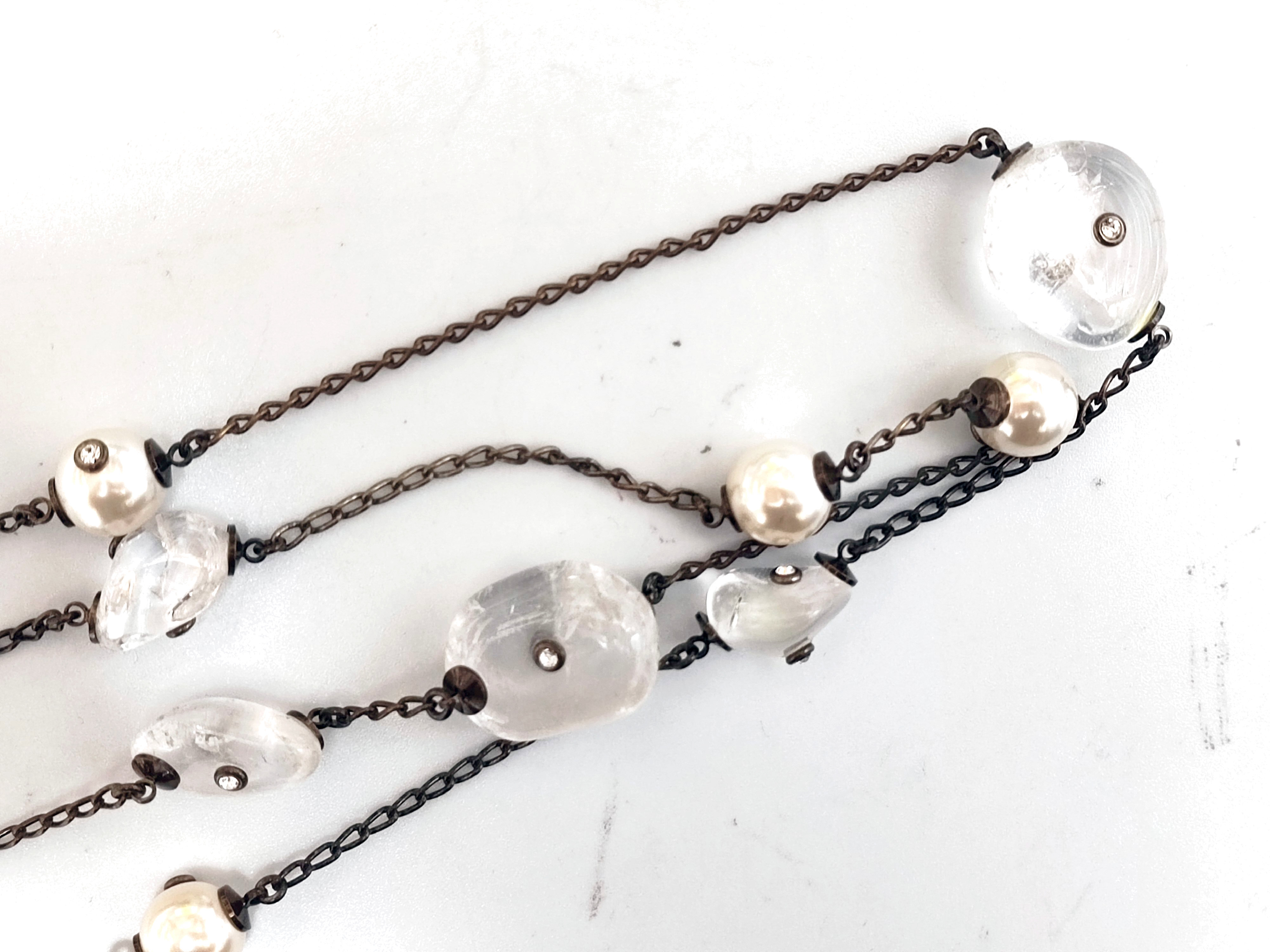 Crystal Rhinestone Pearl Necklace 97A — view 6