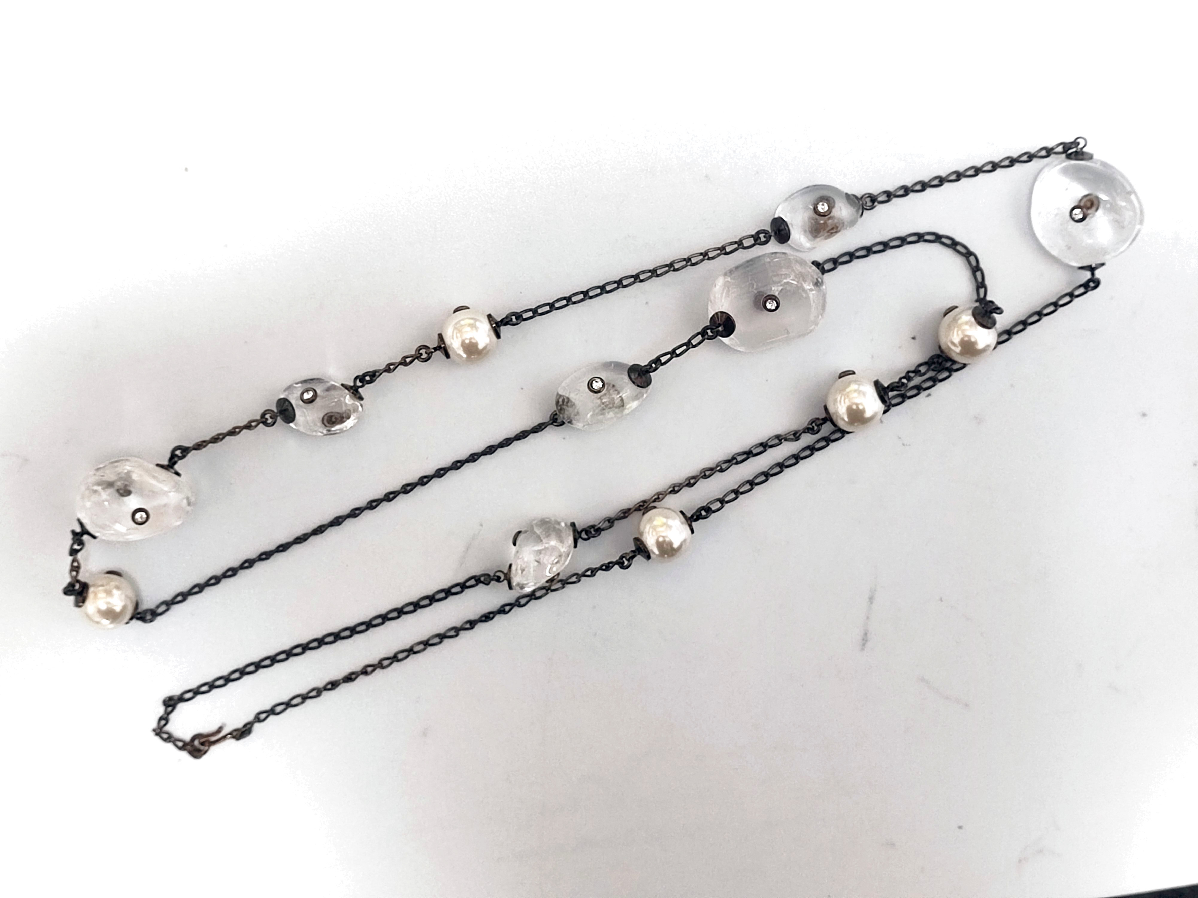 Crystal Rhinestone Pearl Necklace 97A — view 7