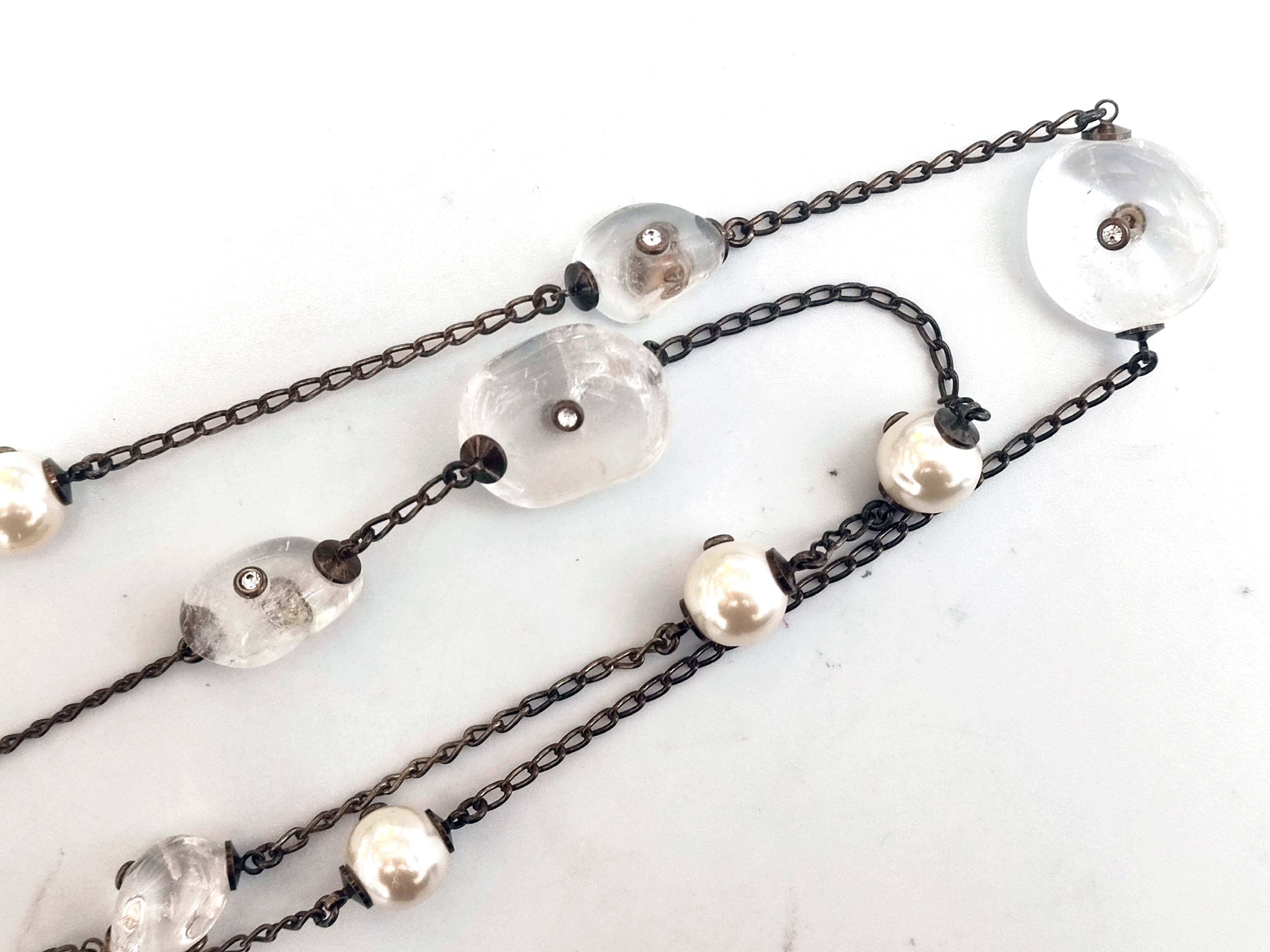 Crystal Rhinestone Pearl Necklace 97A — view 9