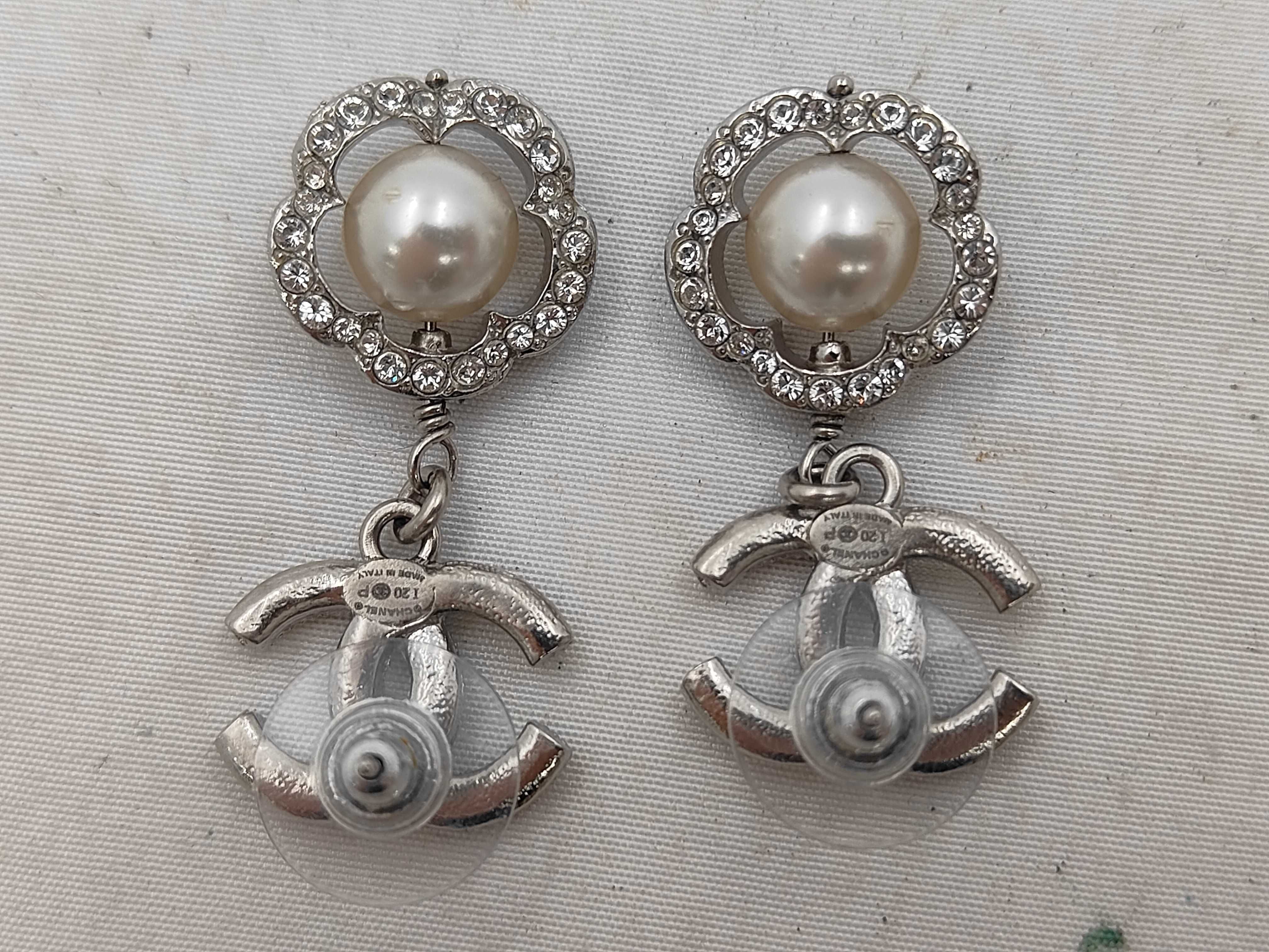 Swing Earrings, Rhinestone, Coco Mark, Camellia, Pearl, I20P Earrings — view 2