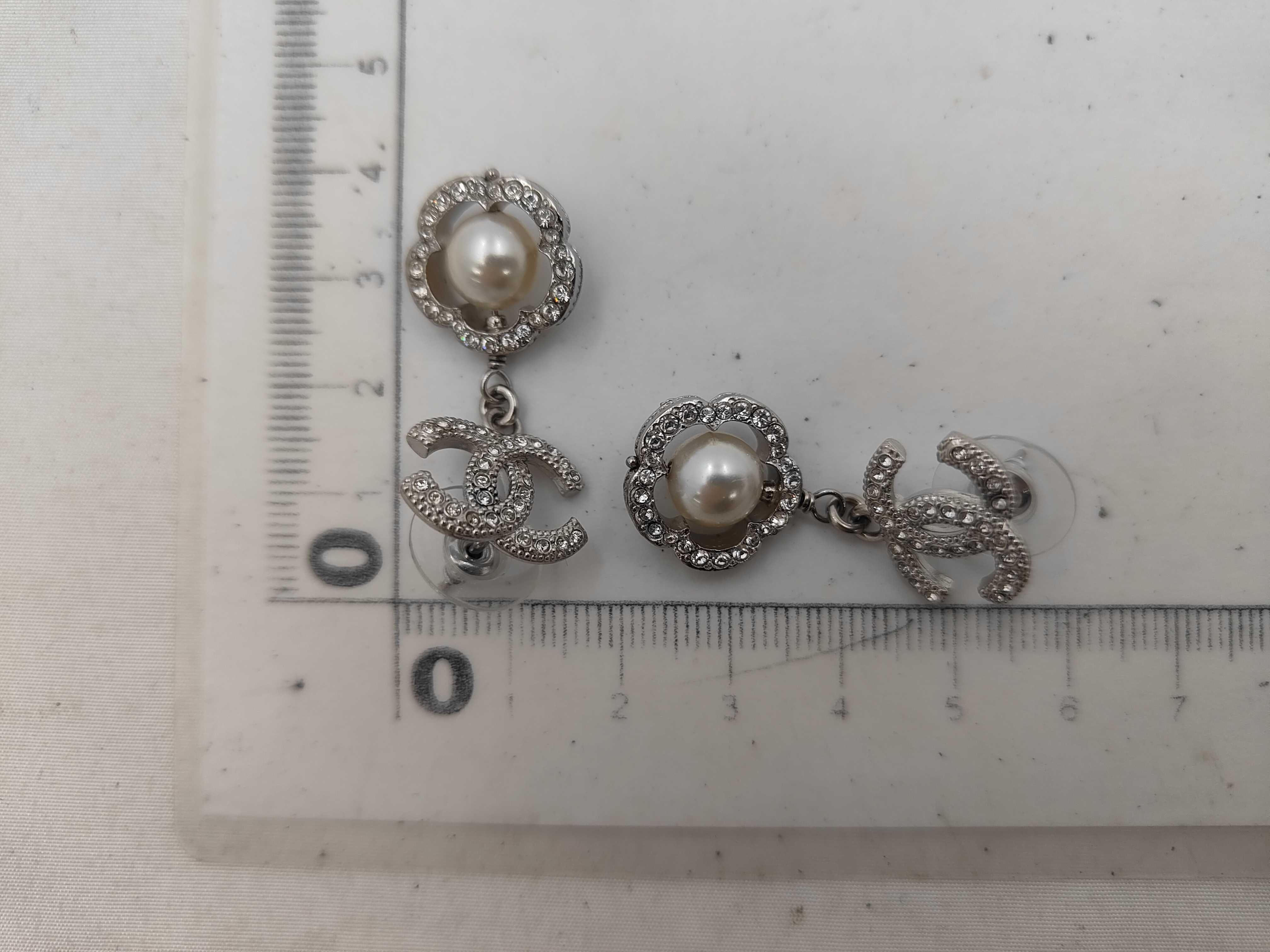 Swing Earrings, Rhinestone, Coco Mark, Camellia, Pearl, I20P Earrings — view 4