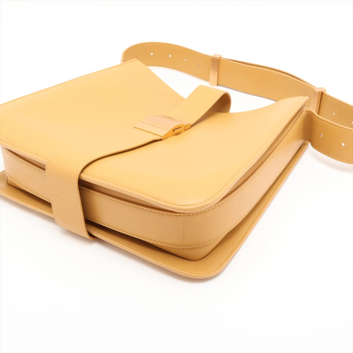 Marie Leather Shoulder Bag, Yellow — view 3